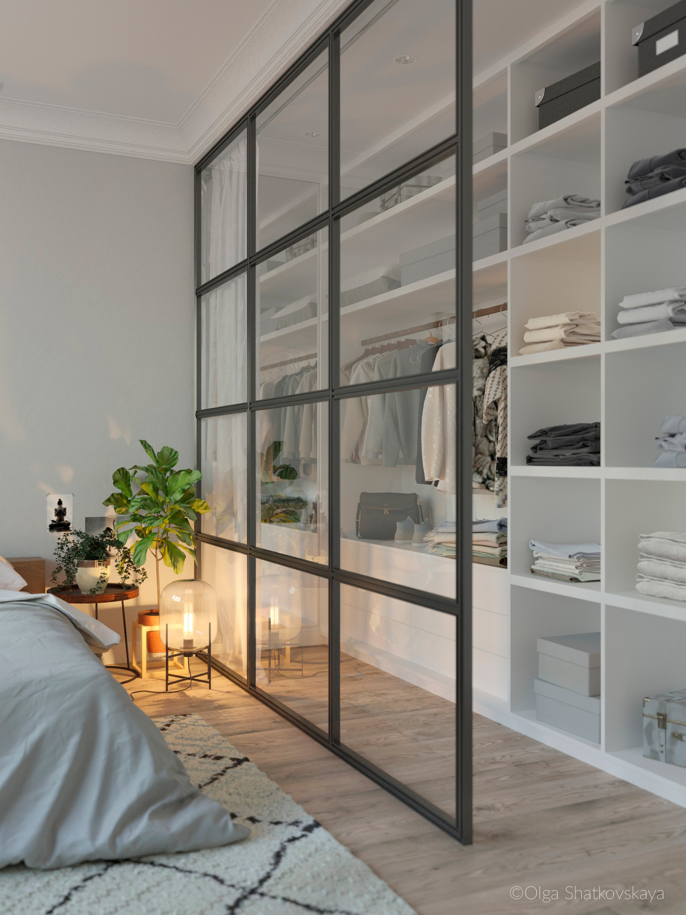 Scandinavian Bedroom CoronaRender  interiordesign