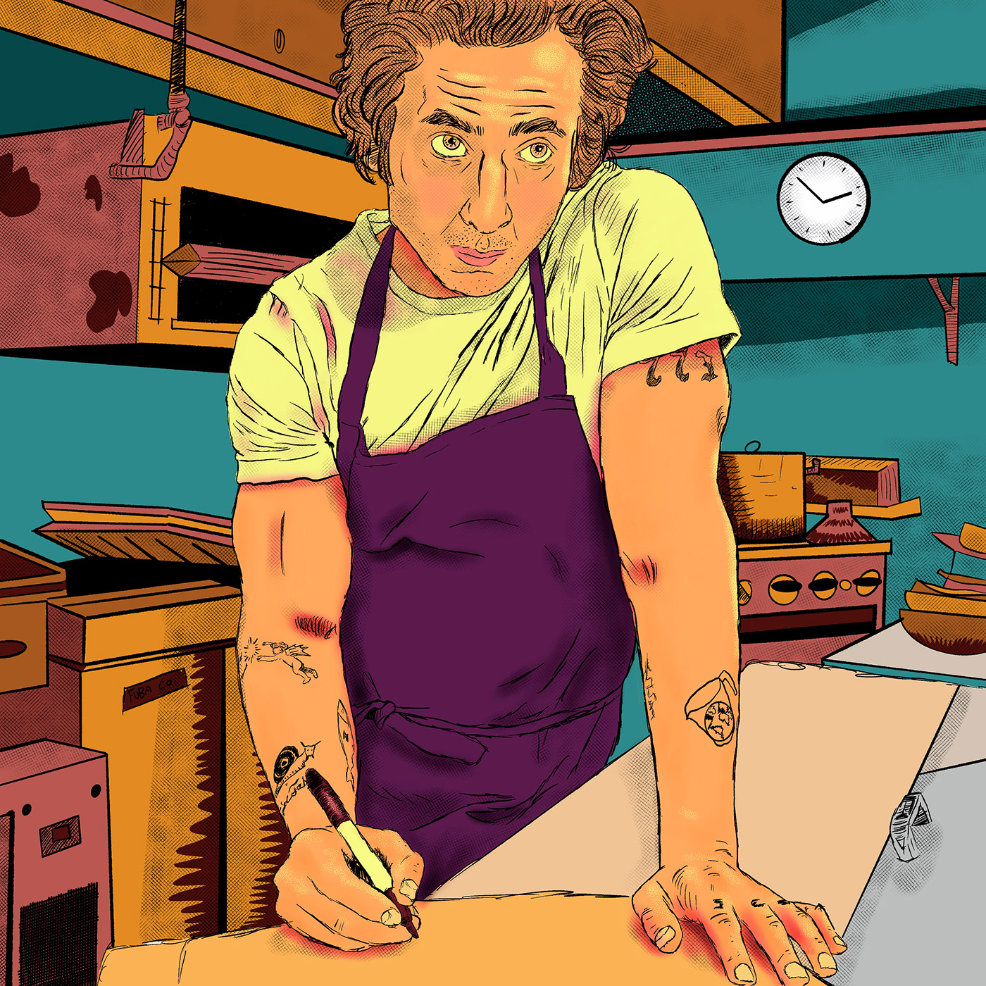 ILLUSTRATION  Digital Art  Procreate Drawing  draw process sketch psychedelic colors The bear cook kitchen Character Carmy cuisine Jeremy Allen White арт