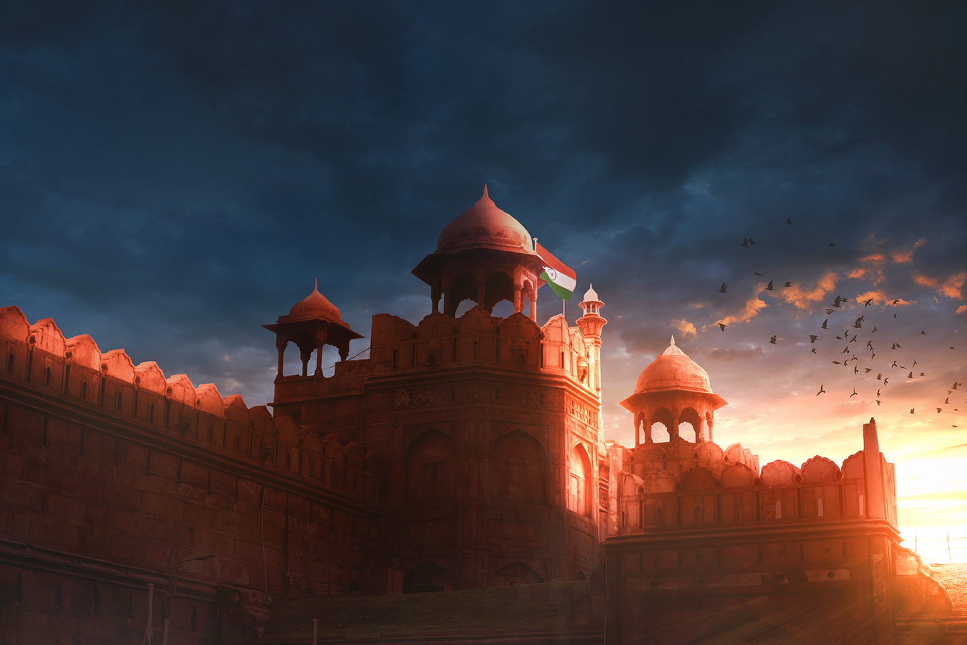 Red Fort newdelhi India Sunrise SKY Landscape
