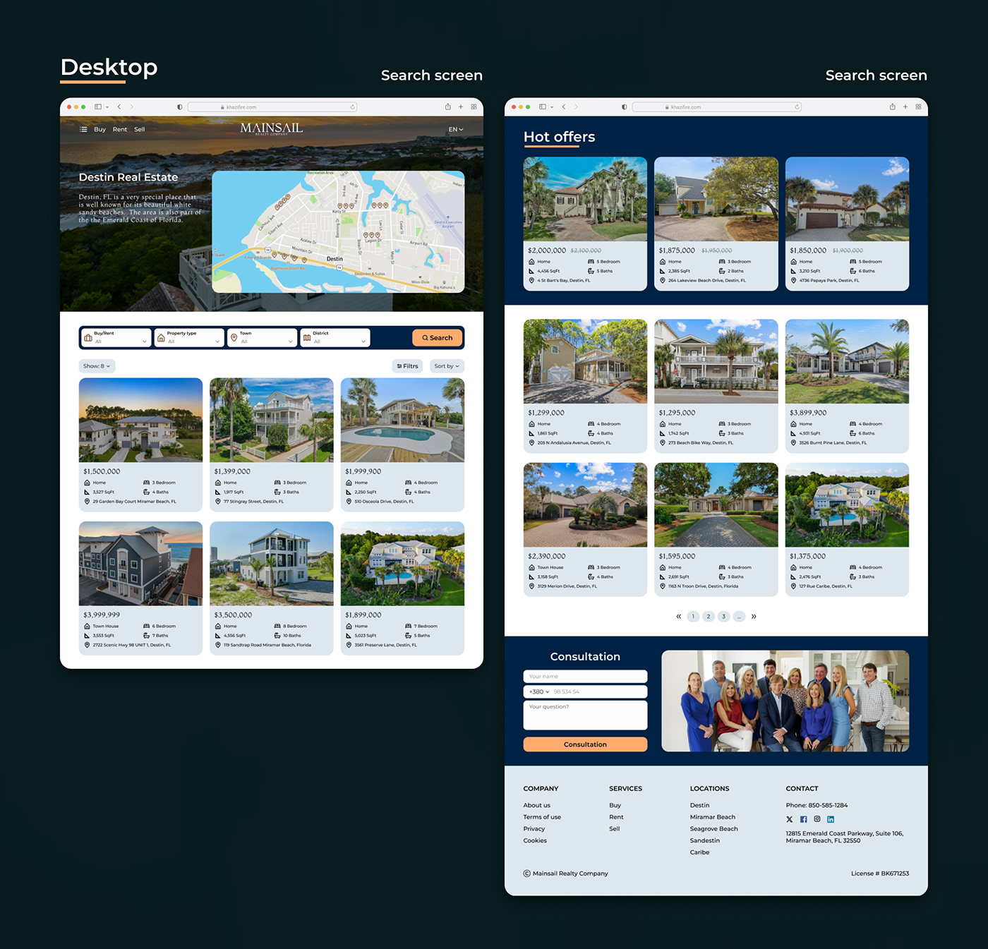 UI/UX Web Design  redesign real estate Case Study Adaptation Website property UI ux