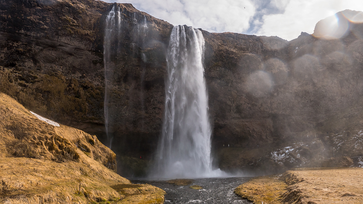 iceland Landscape moutains water ice cold Sun waterfall