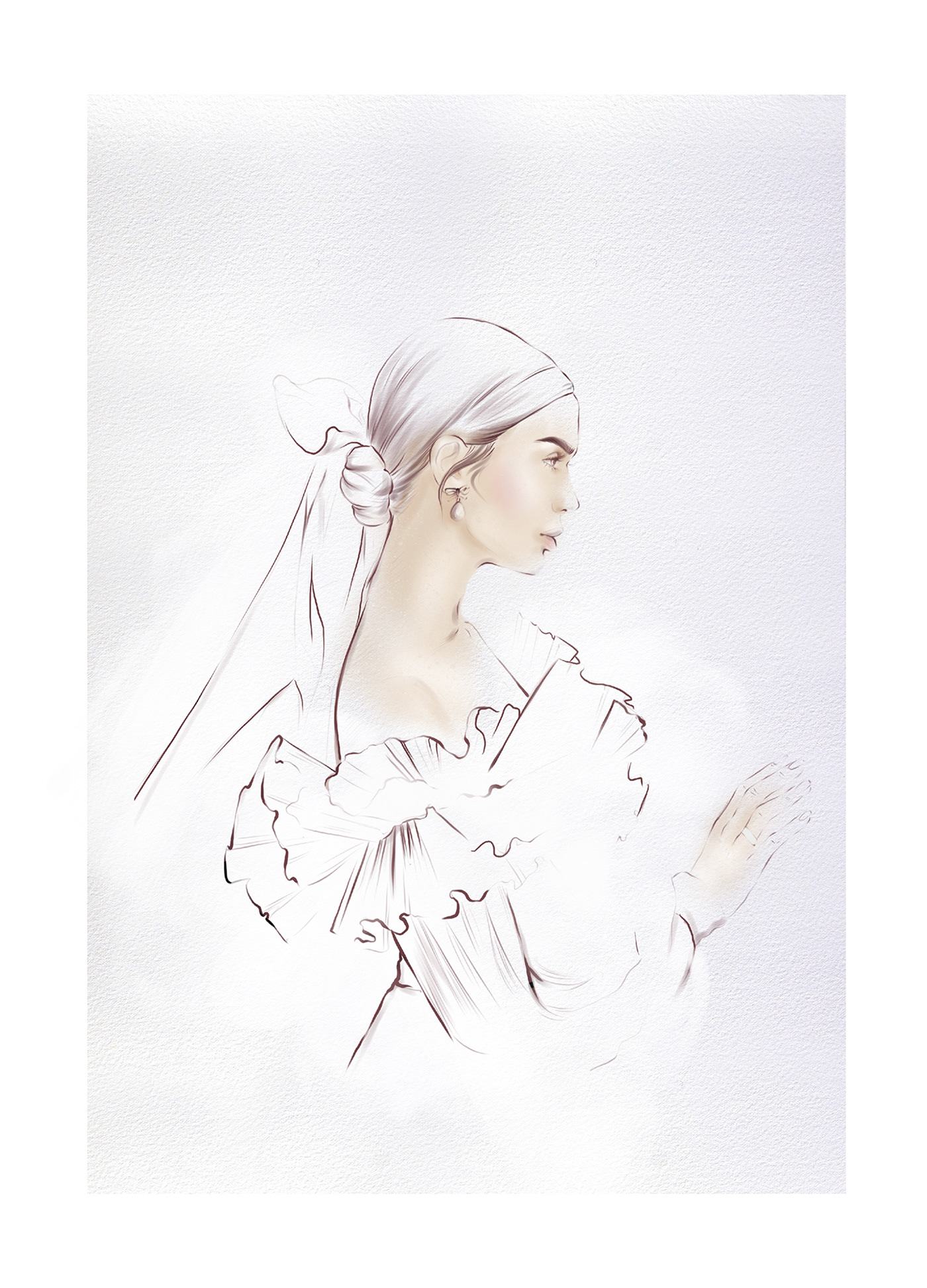 A series of gentle and feminine illustrations that I drew to convey the atmosphere Wedding day.