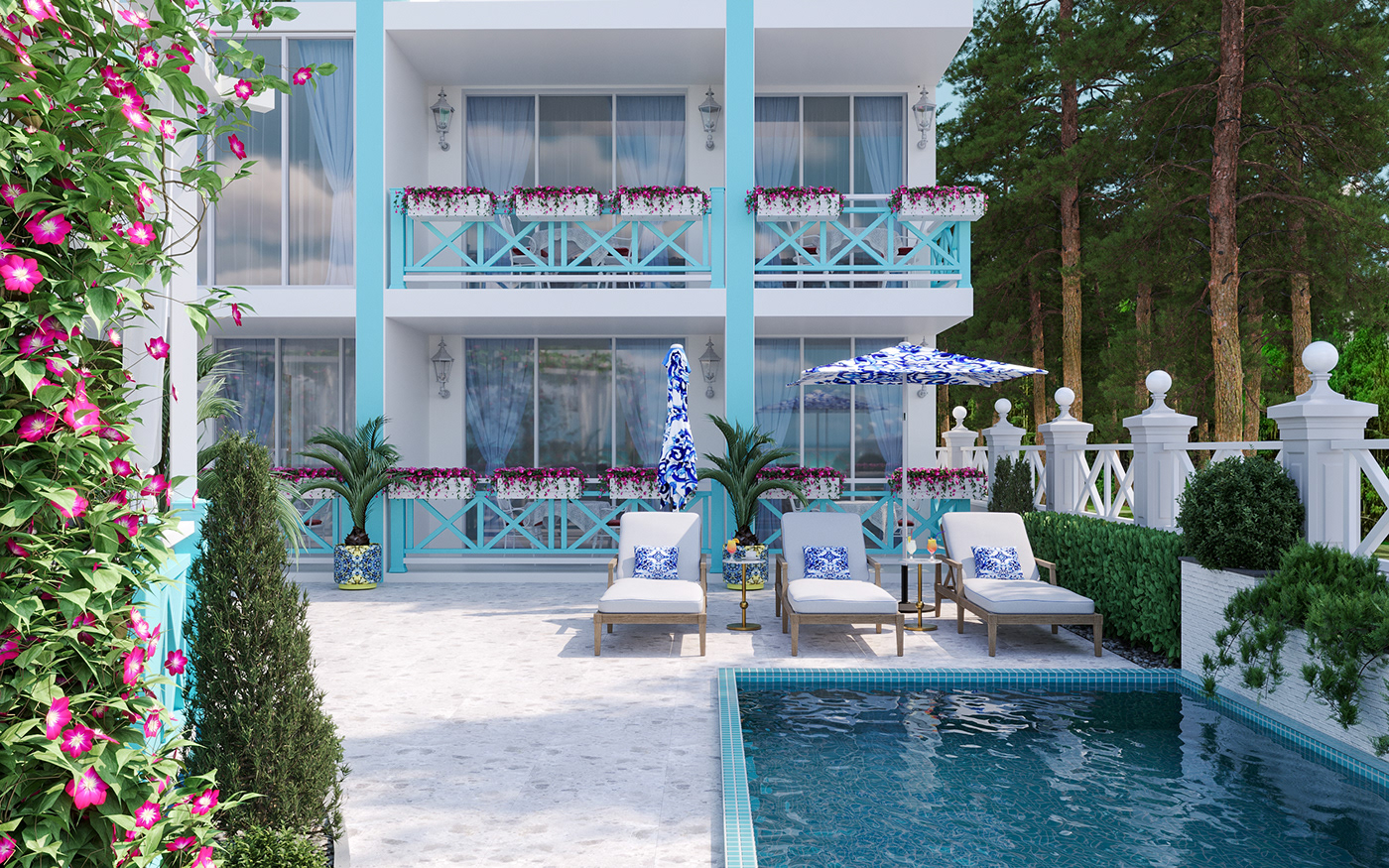 visualization Exterior rendering architecture exterior 3D 3ds max exterior design hotel hotel design Render