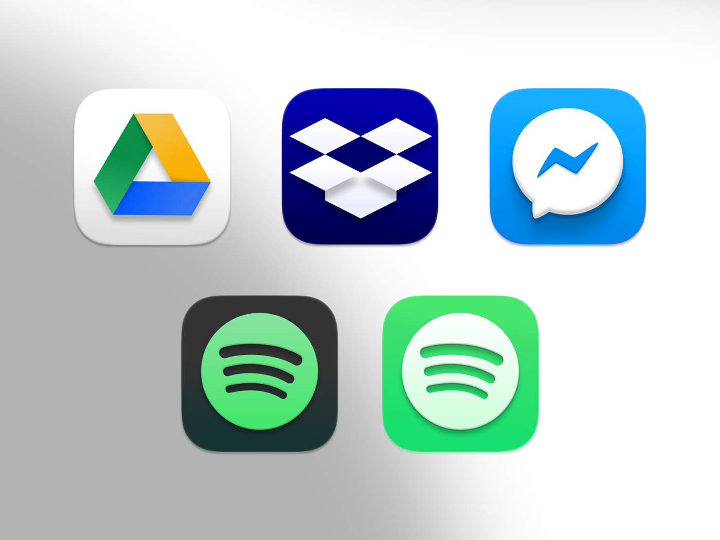 big sur dock icon dropbox facebook google icon design  icons ILLUSTRATION  macos spotify