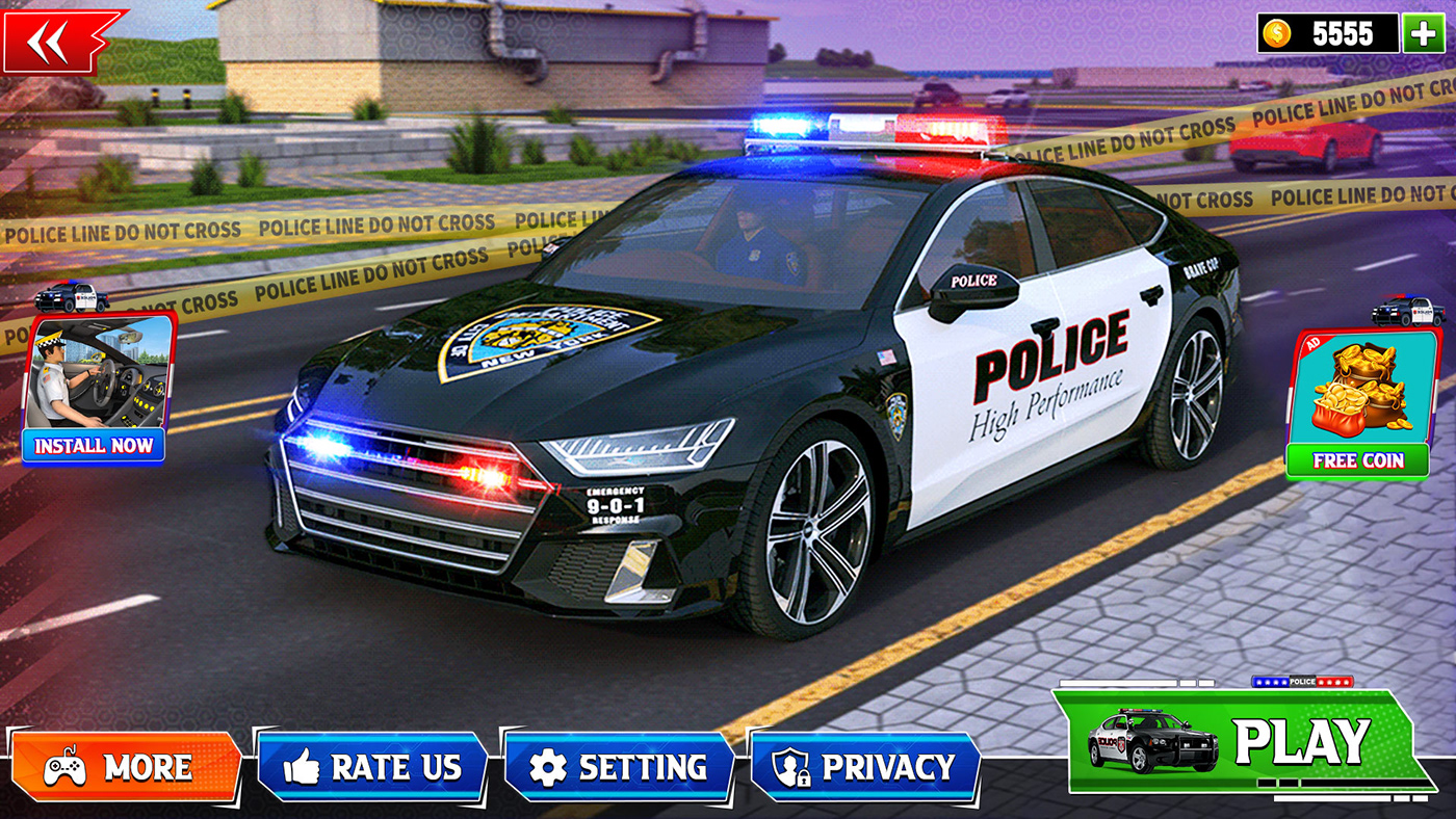 police Police car ux UI/UX UI ui design business Police game UI car police car Game