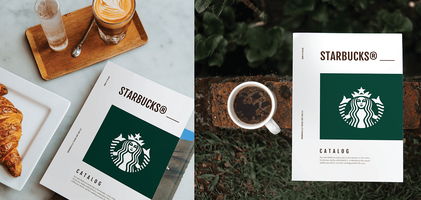 branding  catalog Catalogue InDesign Coffee minimalist starbucks