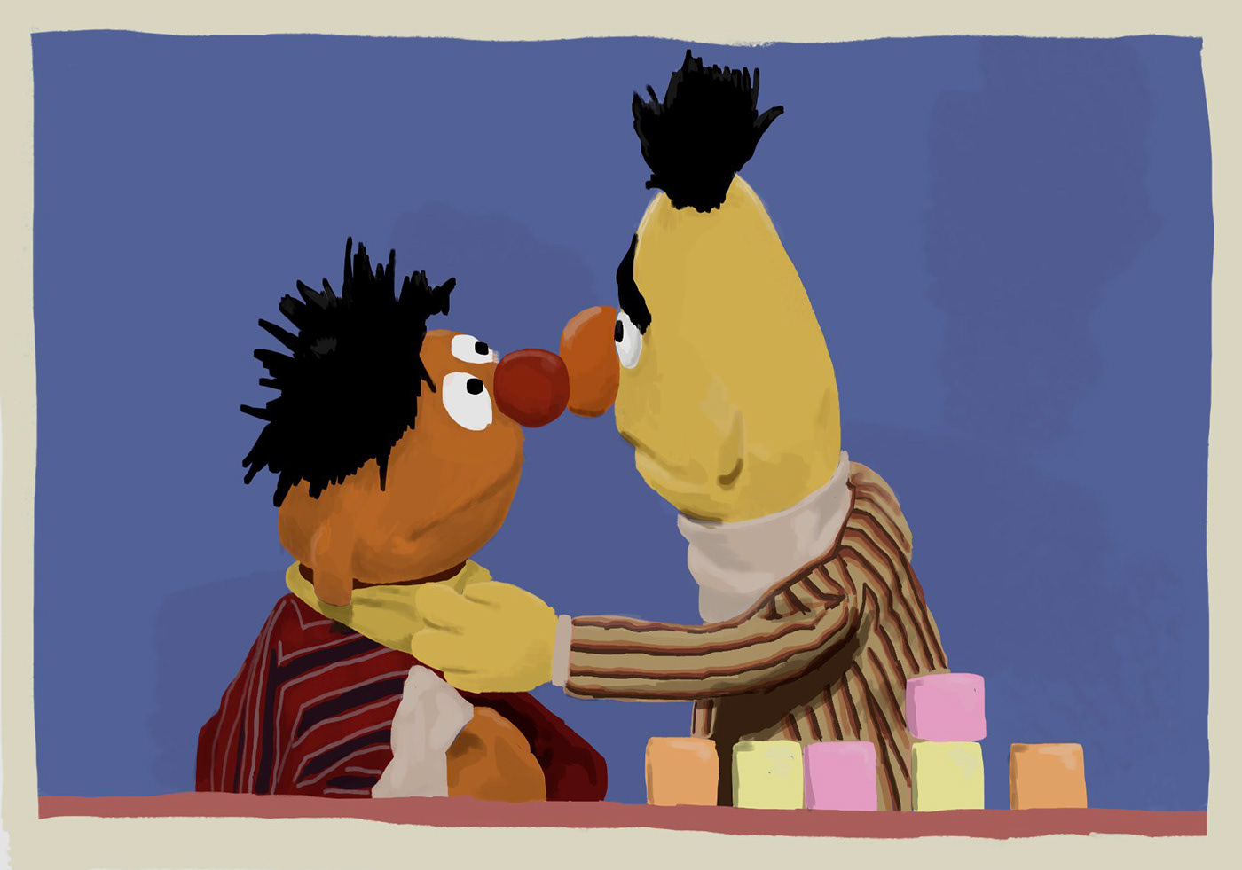 Bert and Ernie boyfriends ILLUSTRATION  LGBT sesame street wacom