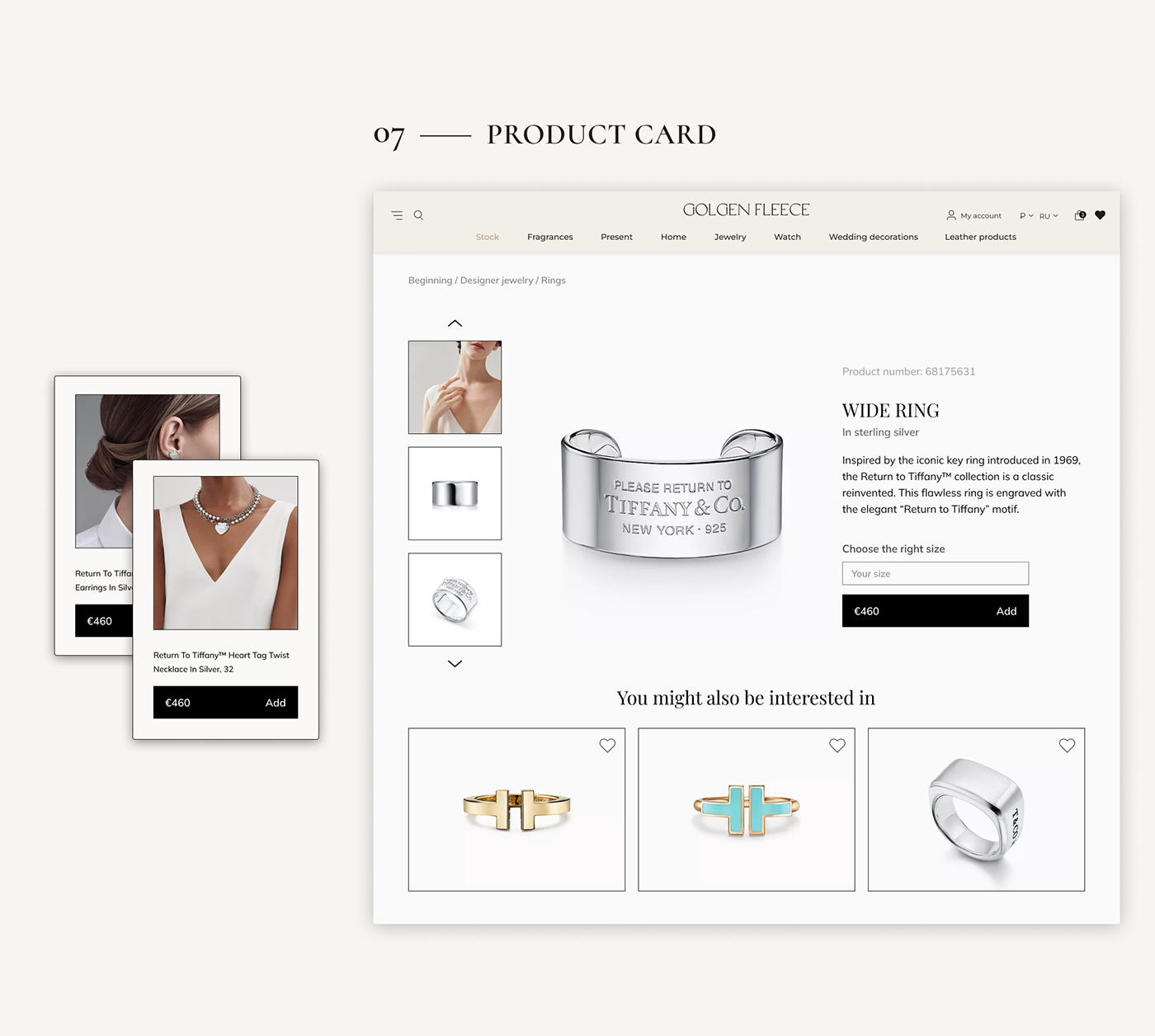 e-commerce Fashion  Golden Fleece jewelry online store vintage Web Design  Website веб-дизайн золотое руно