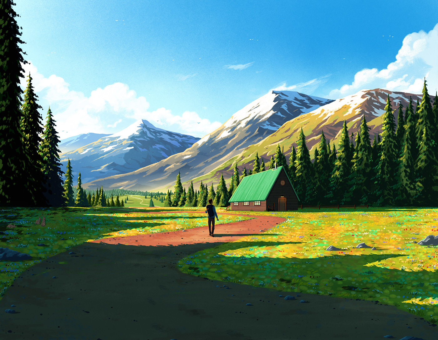 Digital Art  DigitalIllustration digitalpainting ILLUSTRATION  Landscape mountain painting  