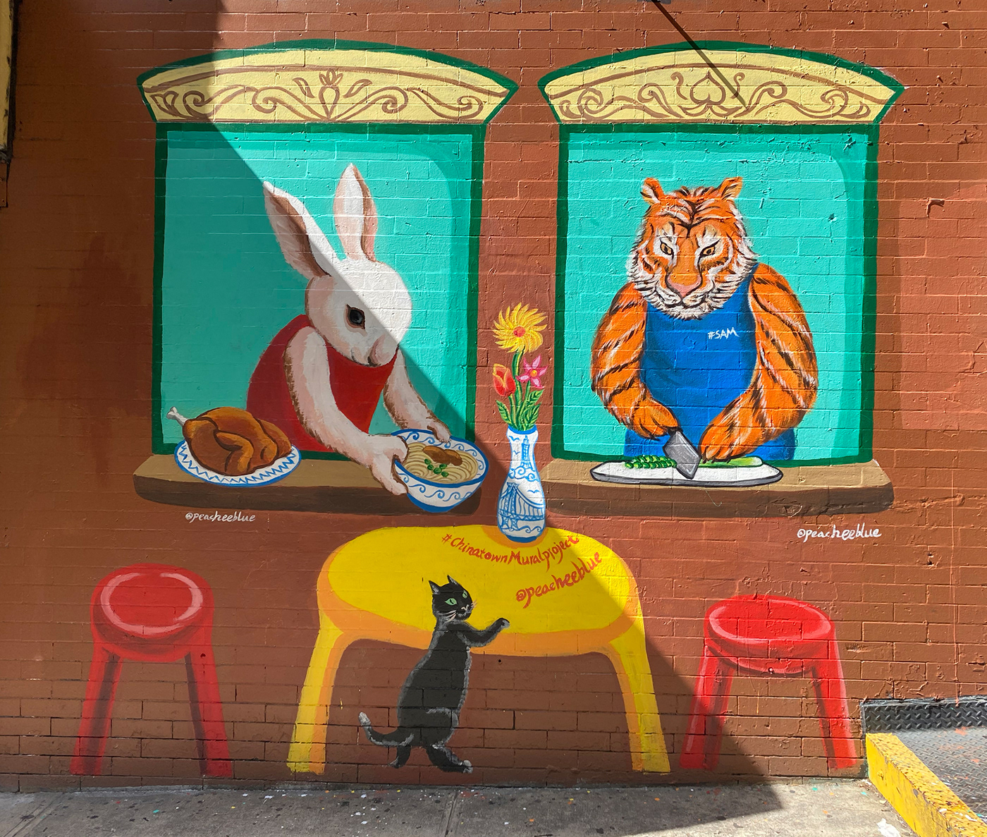 chinatown Food  Manhattan Mural Murals noodles rabbit restaurant streetart tiger