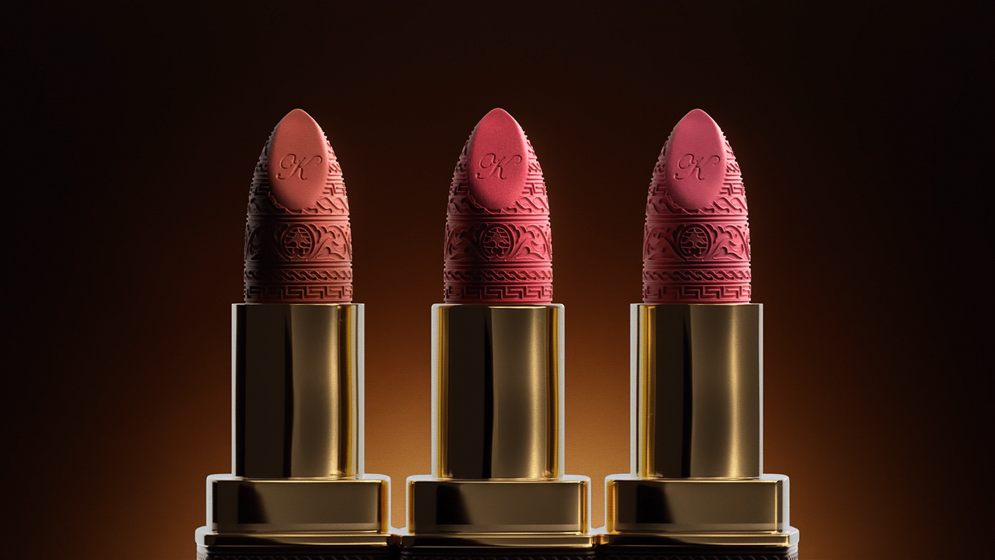 3D animation  CG luxe lipstick cosmetics makeup CGI gold black
