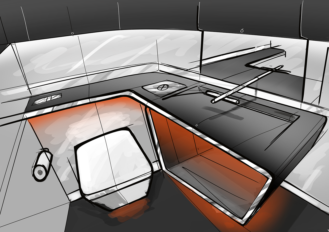 cádiz Procreate ipad pro transport design interior design  hydrofoil Sketch Renders