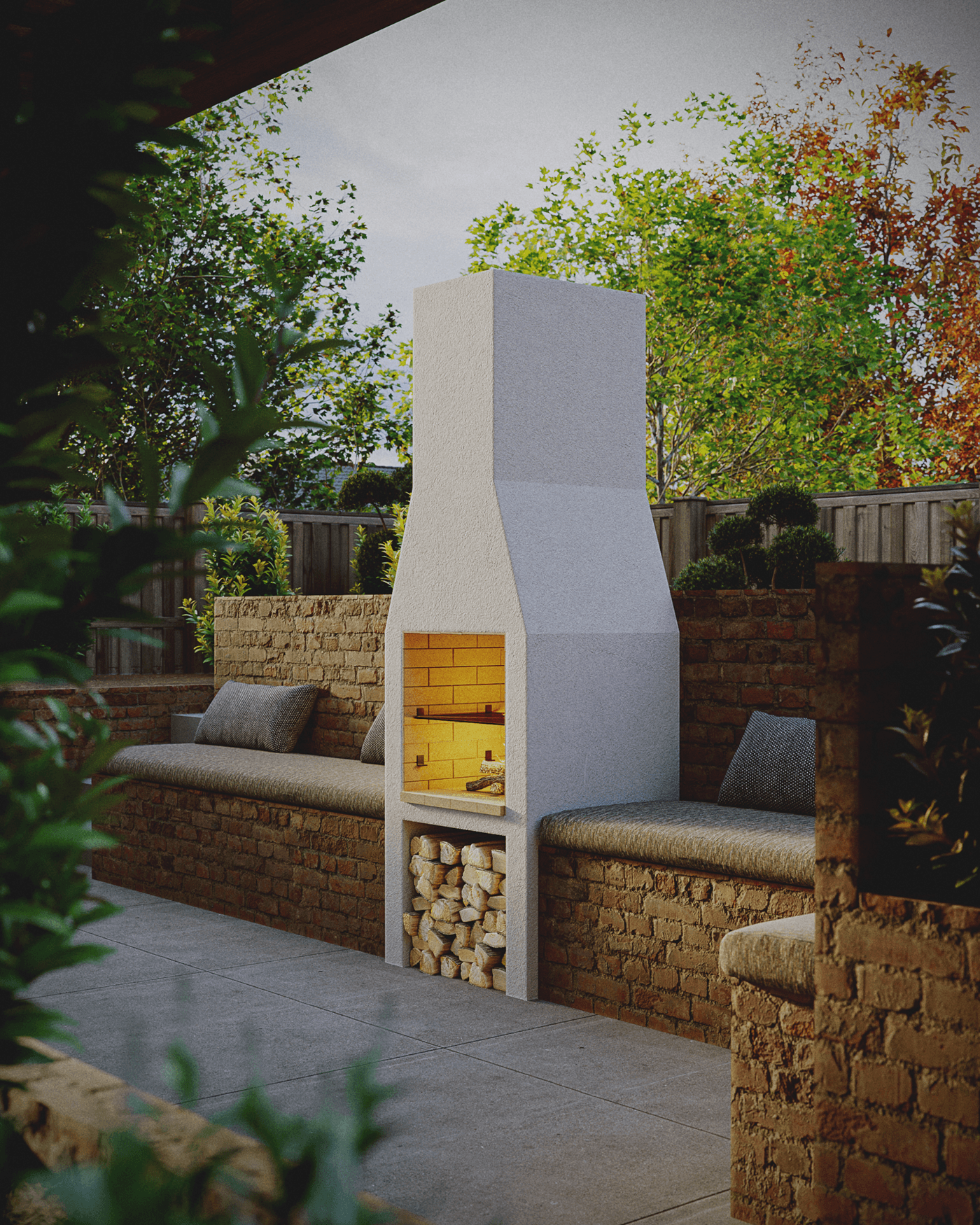 garden fireplace visualization CGI corona 3ds max Render