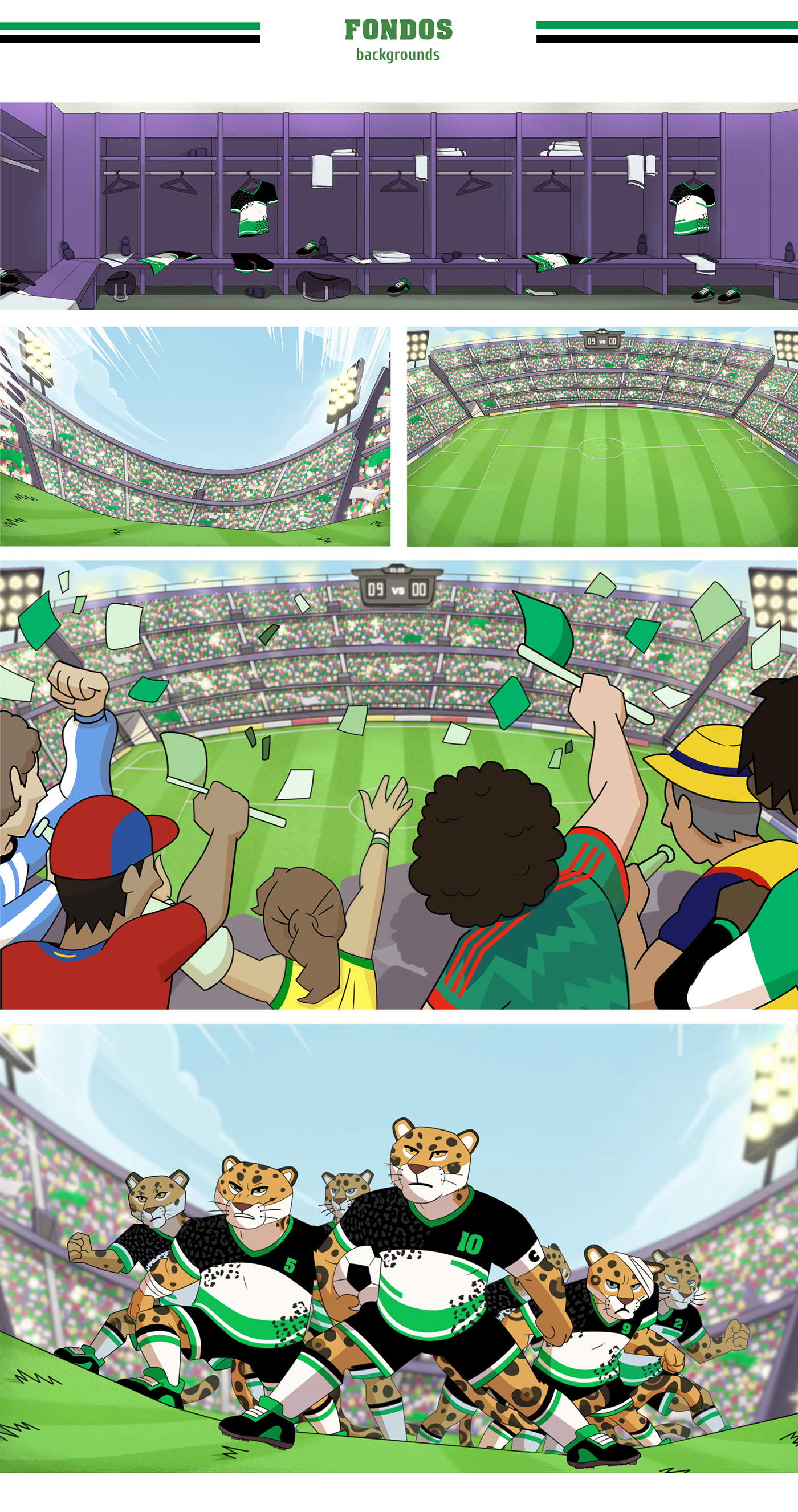 2D Animation animation  background design campaign Character design  conservation football furry jaguar yaguarete