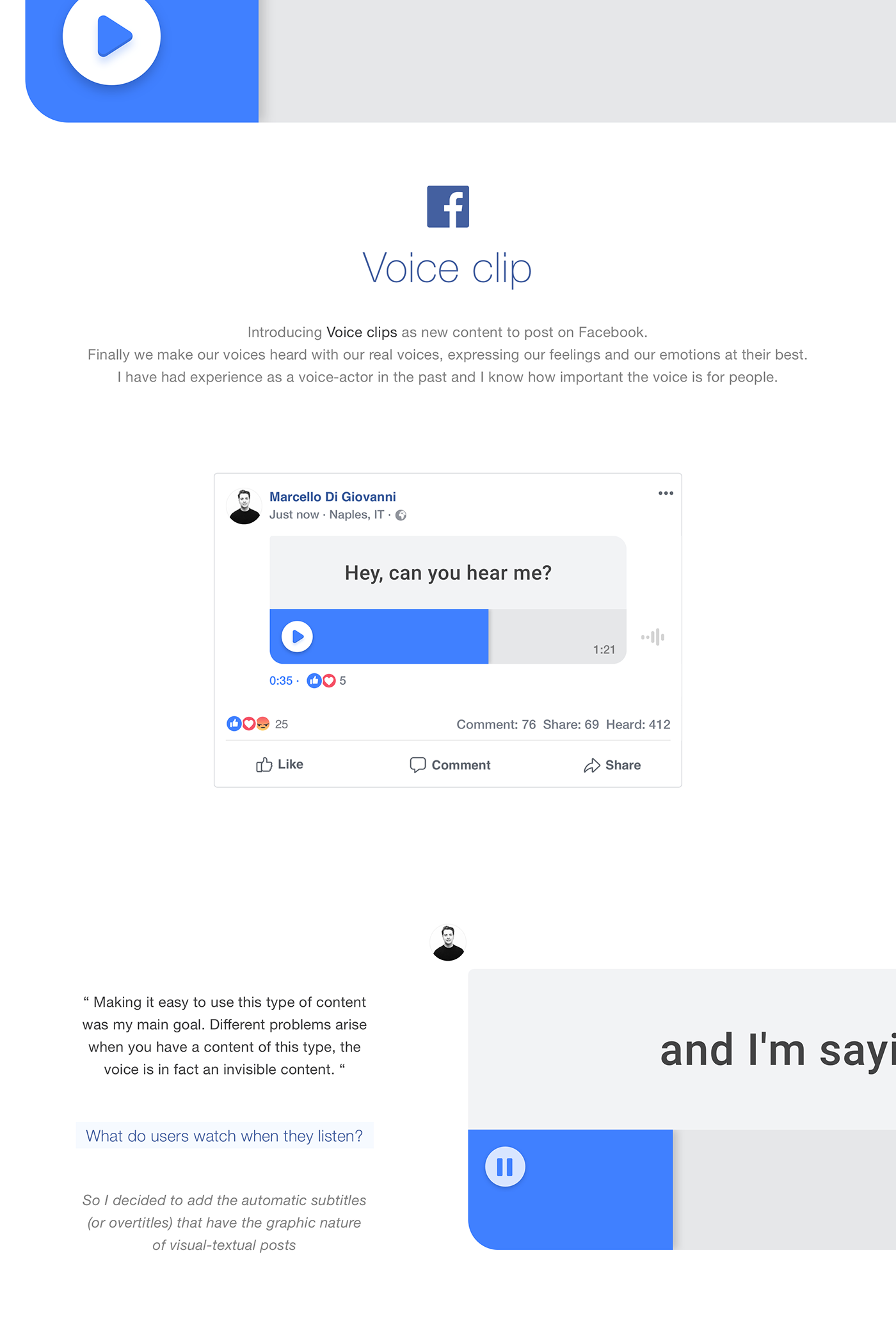 facebook voice clip product design  spotify ios iphonex iOS12 ios13 redesign musixmatch