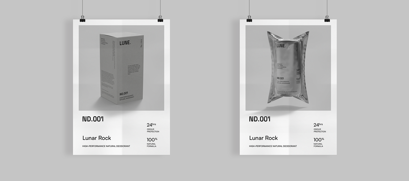 logo Packaging deodorant moon silver Minimalism Modern Design eco-friendly recycled materials goopanic