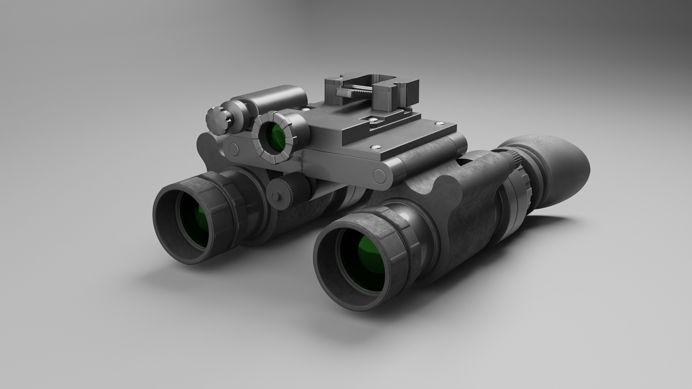 3D 3d modeling blender cycles game goggles Gun modern Nightvision Render