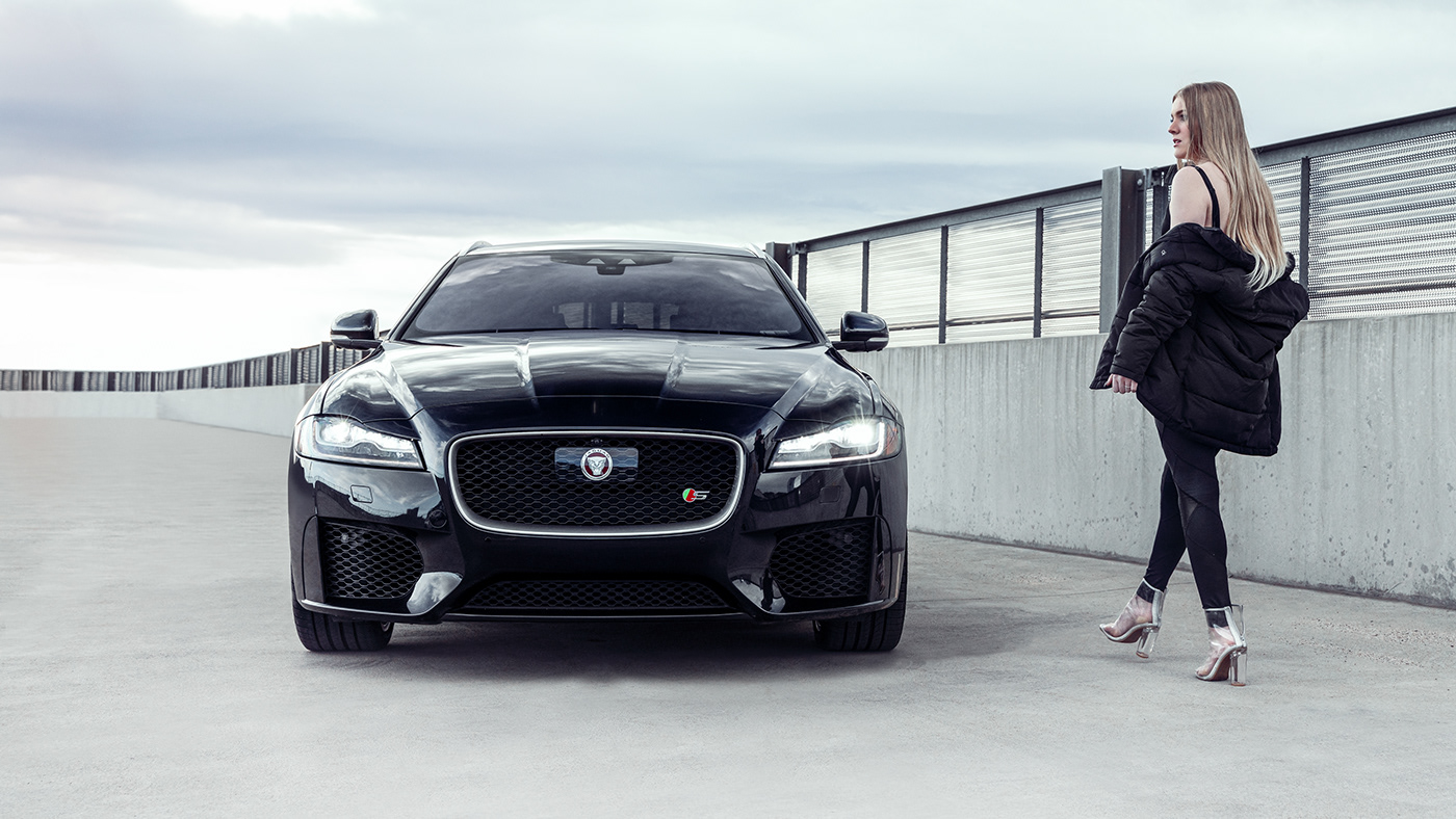 Advertising  car photography Cars city scape David Glessner denver High Key jaguar midwest Xf Sport Brake