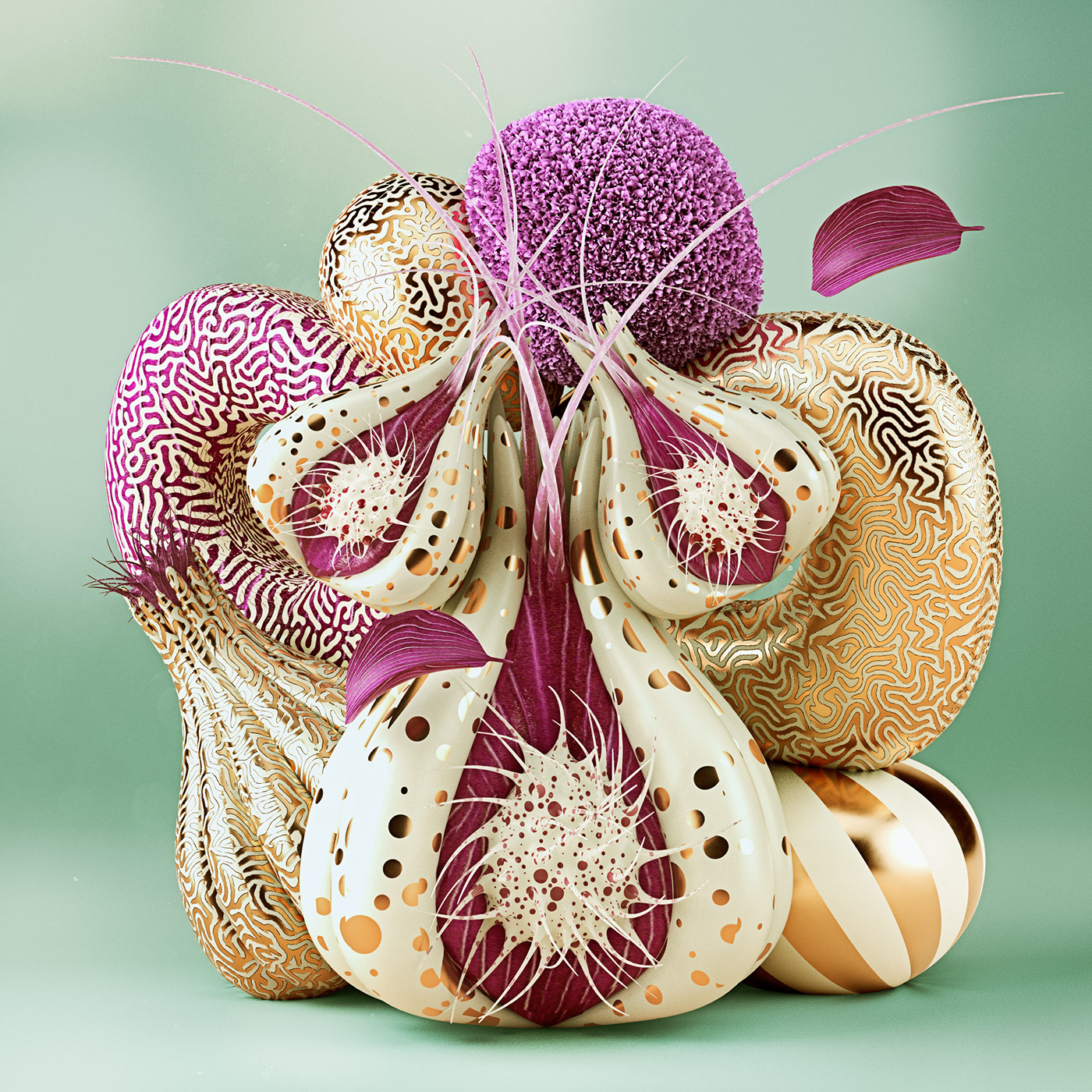 Flowers organic forms 3D ILLUSTRATION 