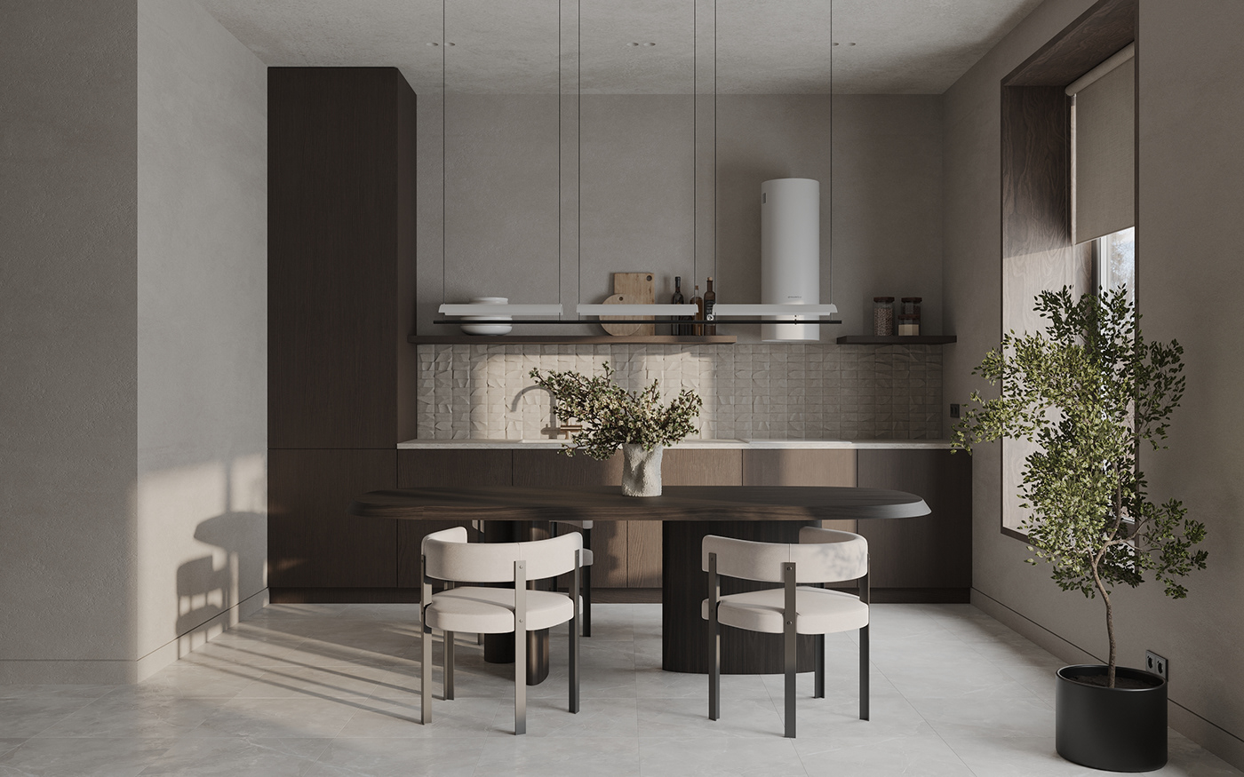 Japandi living room visualization interior design  desing kitchen kitchen design Interior 3ds max archviz