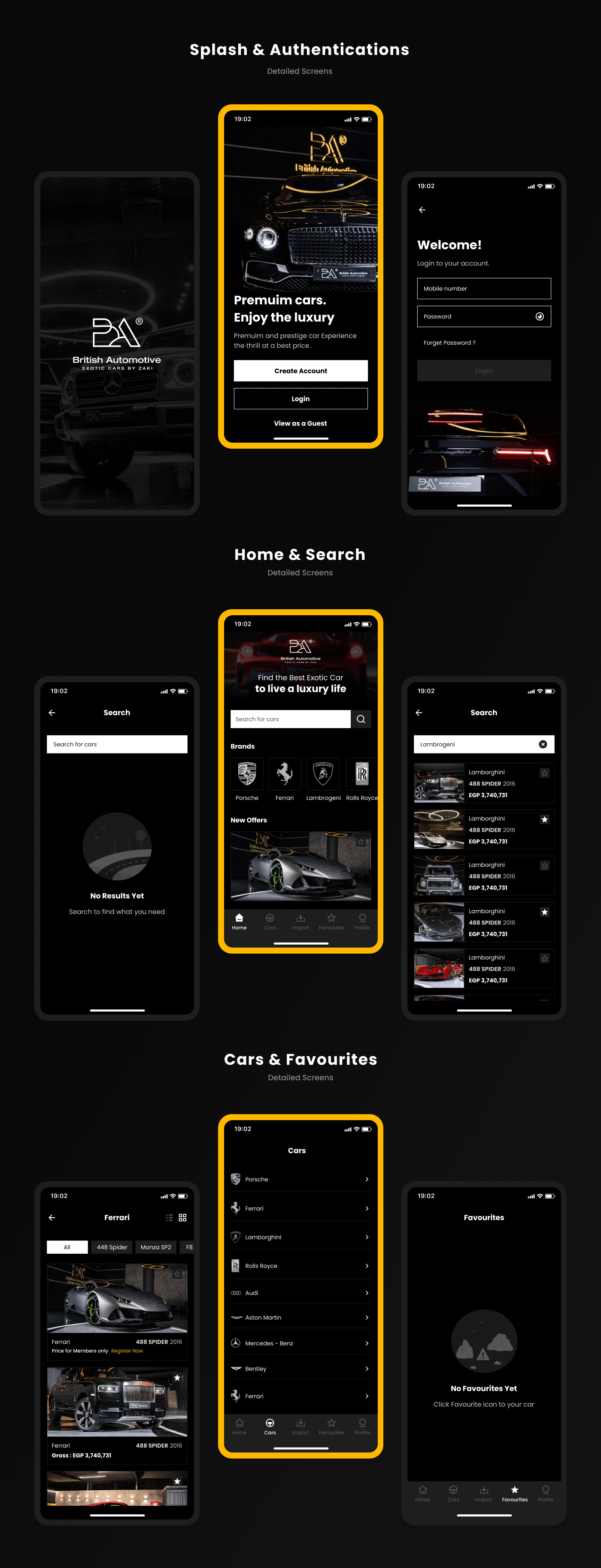 automotive   black Cars egypt Figma Mobile app mobile design UI ui design UI/UX
