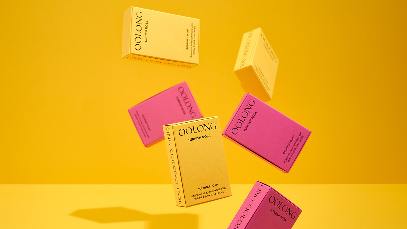 soap Packaging branding  Europe studio skincare yellow pink logo rose