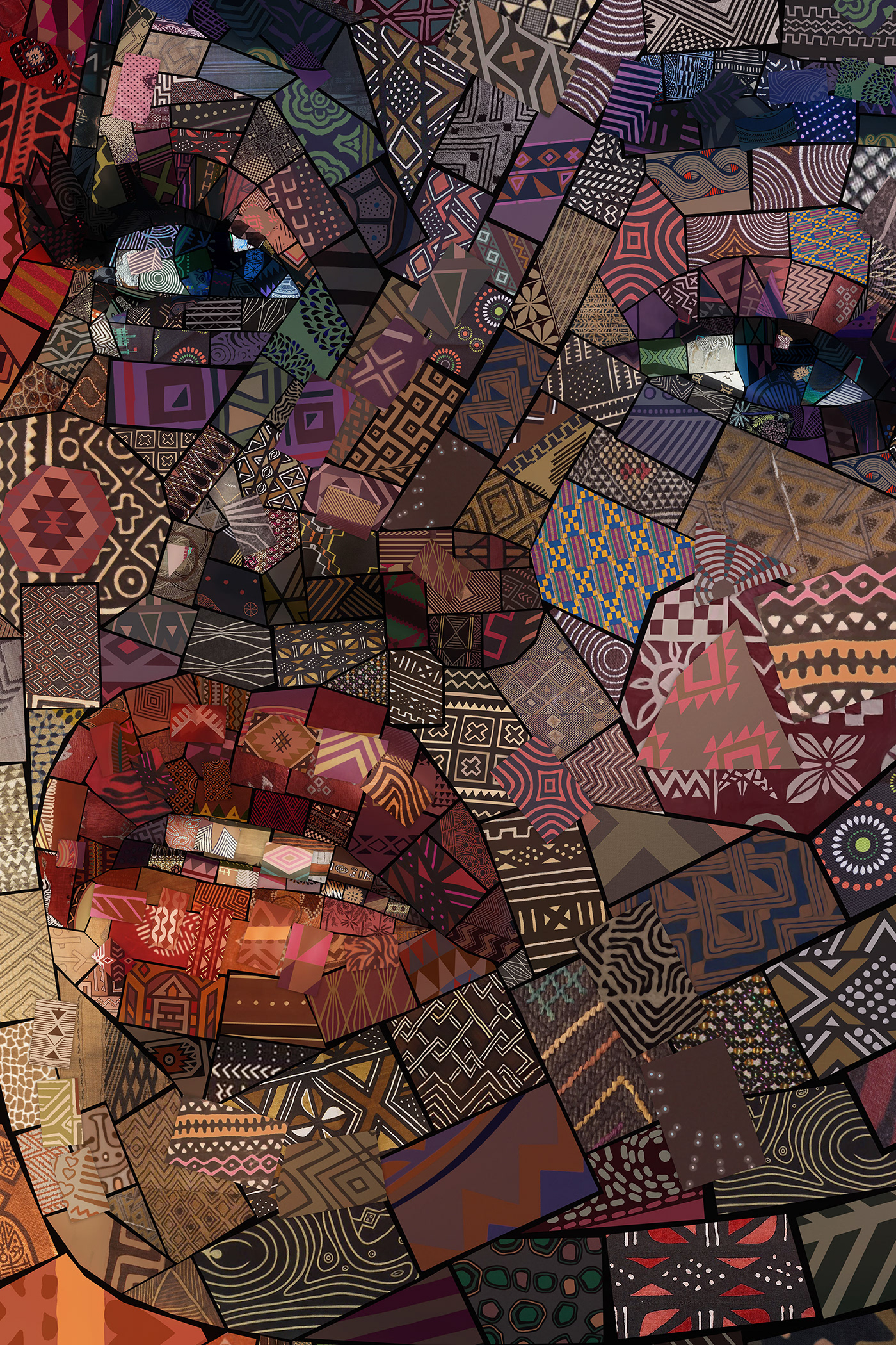 africanism art print gold leaf mosaic art paper sculpture pattern photocollage photomosaic visual design