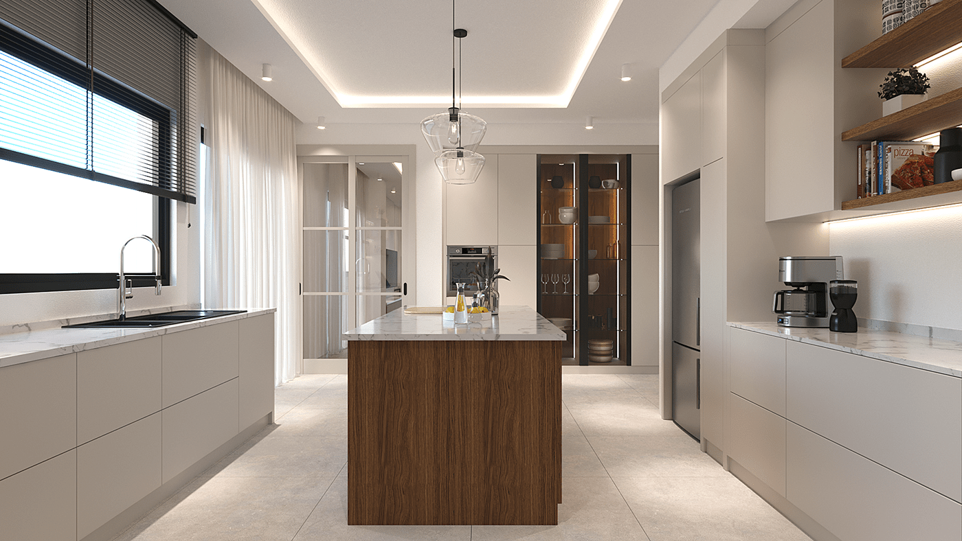 3D architecture archviz Interior interior design  kitchen design modern Render visualization