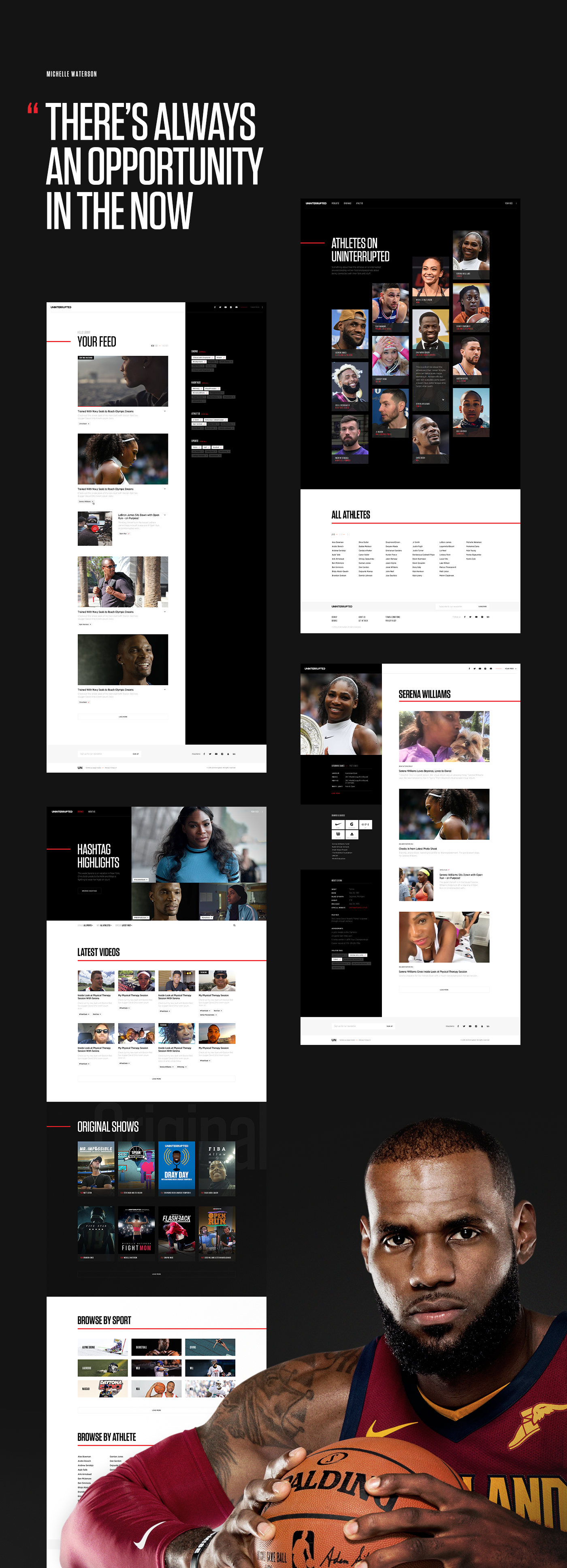 LeBron James Serena Williams sport Platform content video player basketball vlog NBA Responsive
