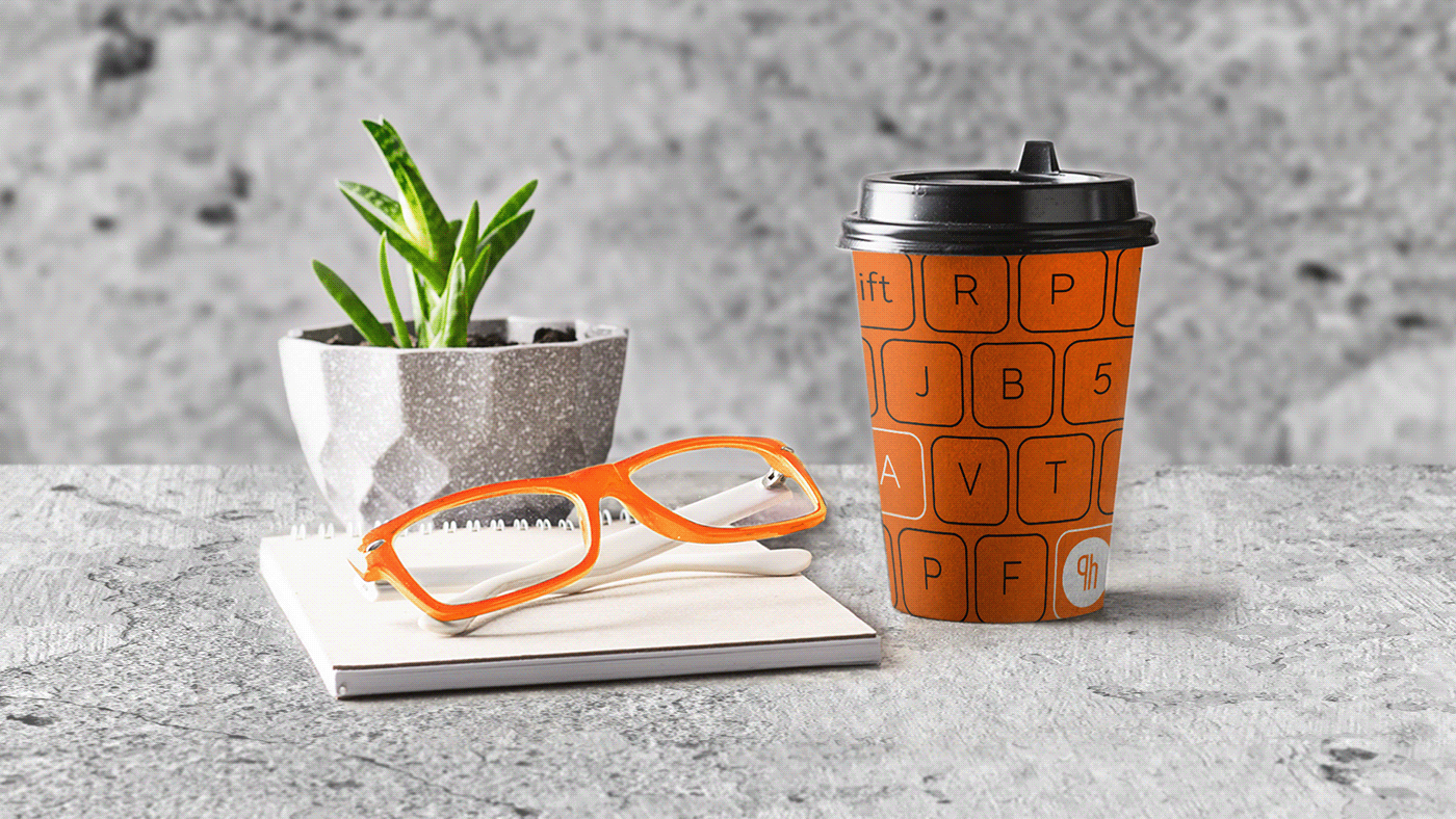 Cafe design conception cafe cup and sugar HORECA design orange and black paper cup design ready to print sugar stick desidn