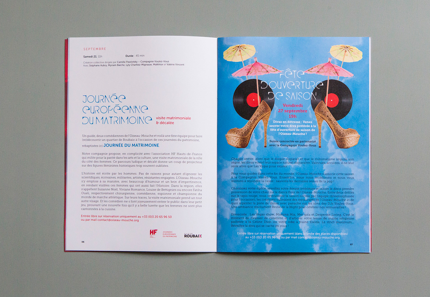 brochure plaquette programme Theatre symetrie seasonal cover image de saison theater  post-card carte-postale