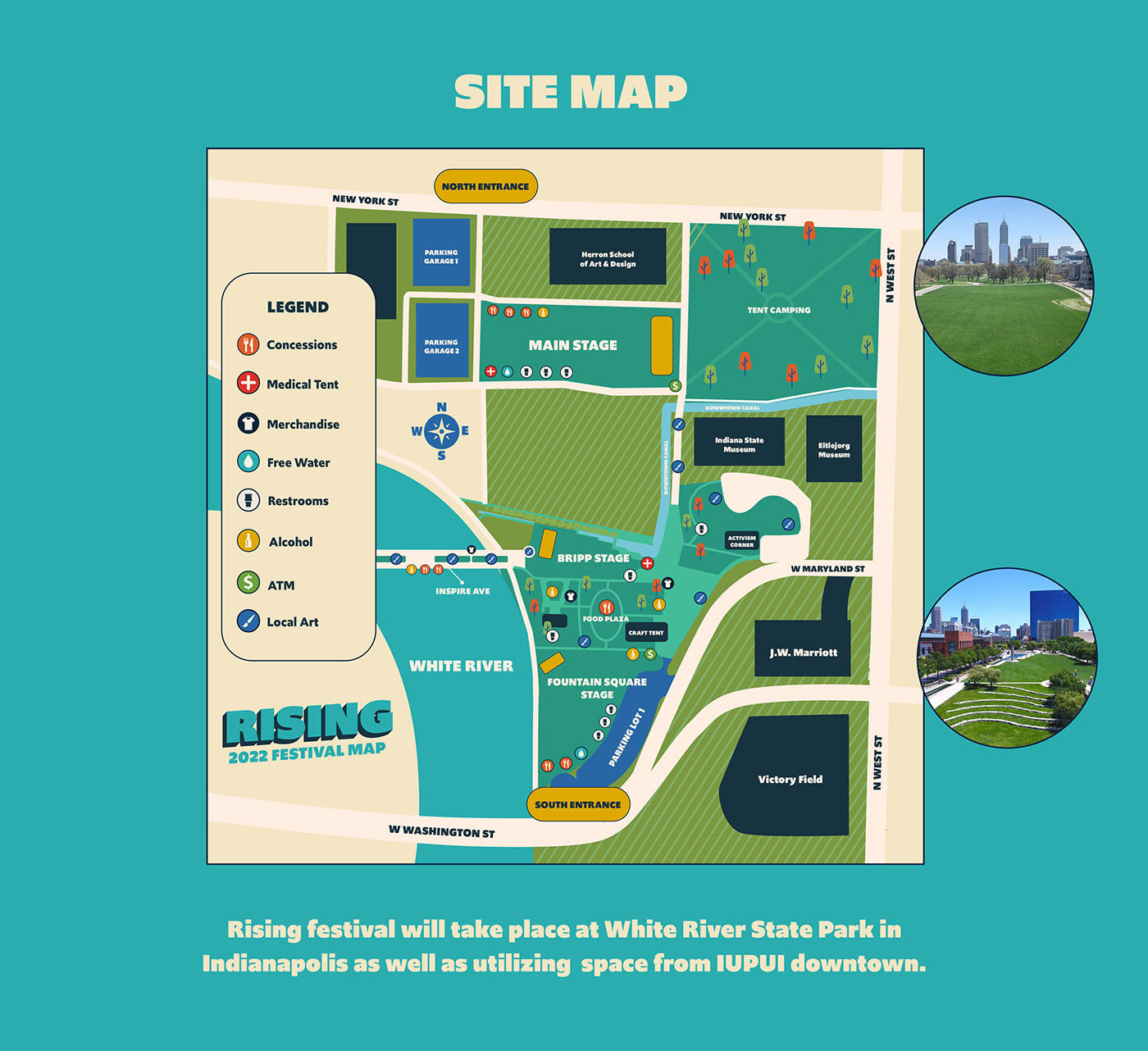 Site Map of Festival with legend and stages 