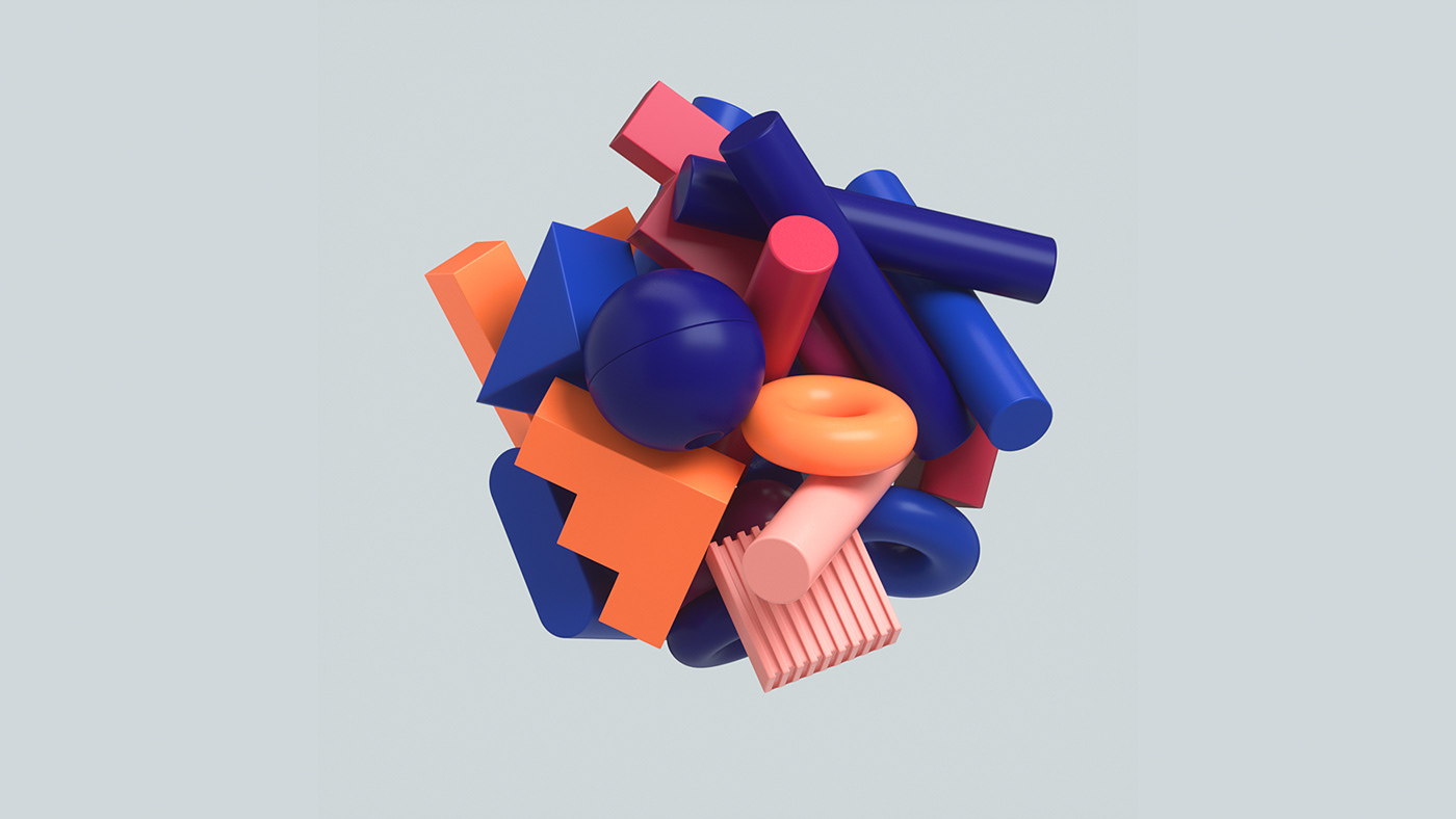 3D abstract c4d Colourful  design geometric lockdown loop octane