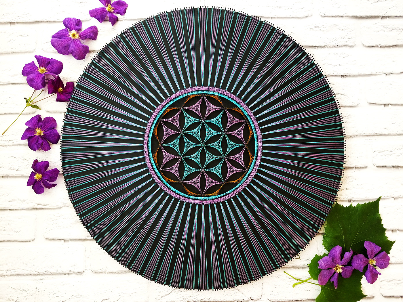 3D flower flower of life handmade home decor interior design  Mandala sacred geometry string art wall hanging