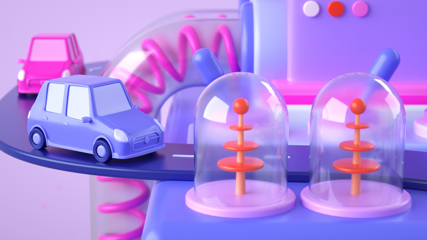 cinema 4d c4d cute lyft Cars vibrant color stylized Slots JackPot