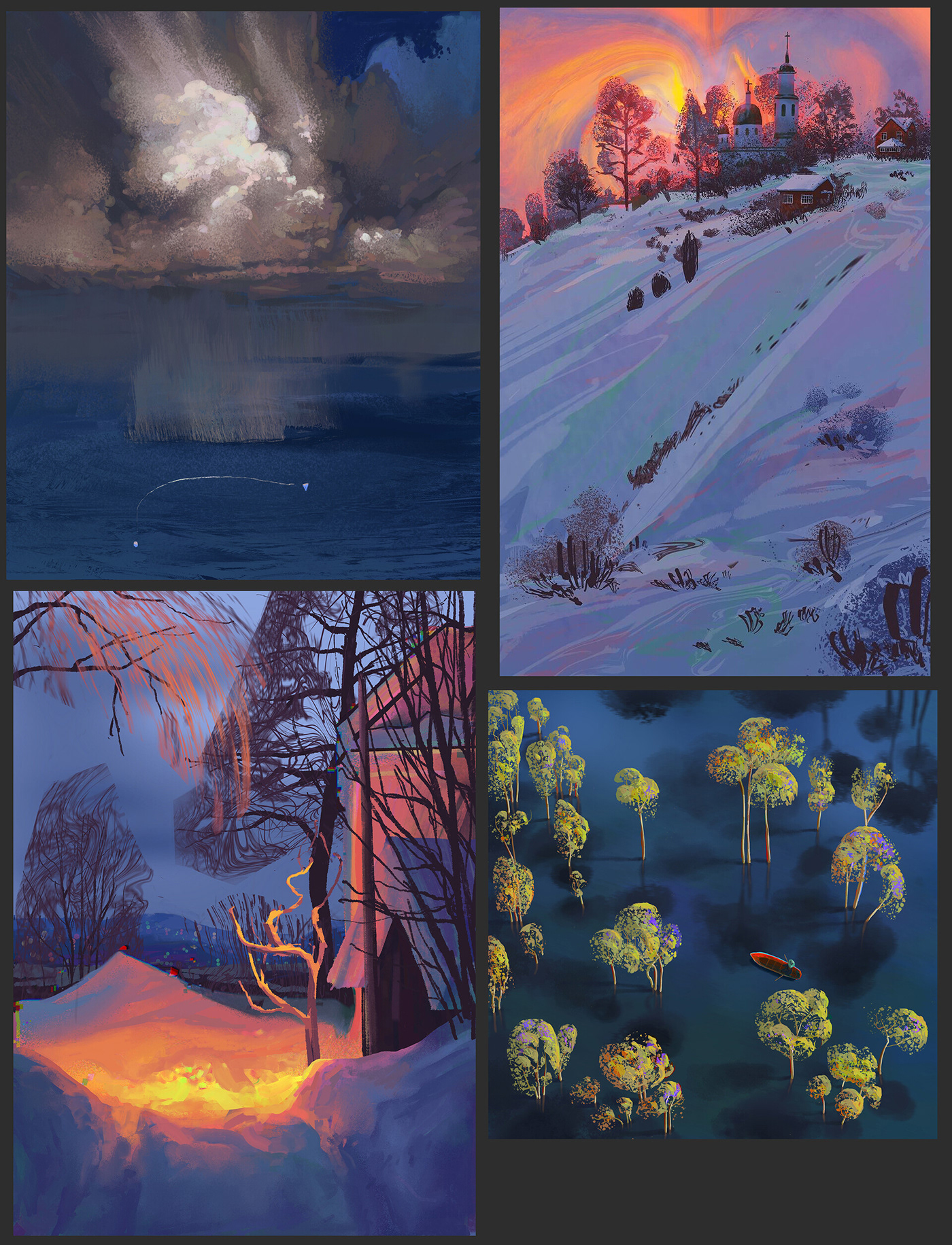 cold sketch study trees violet Visual Development warm winter