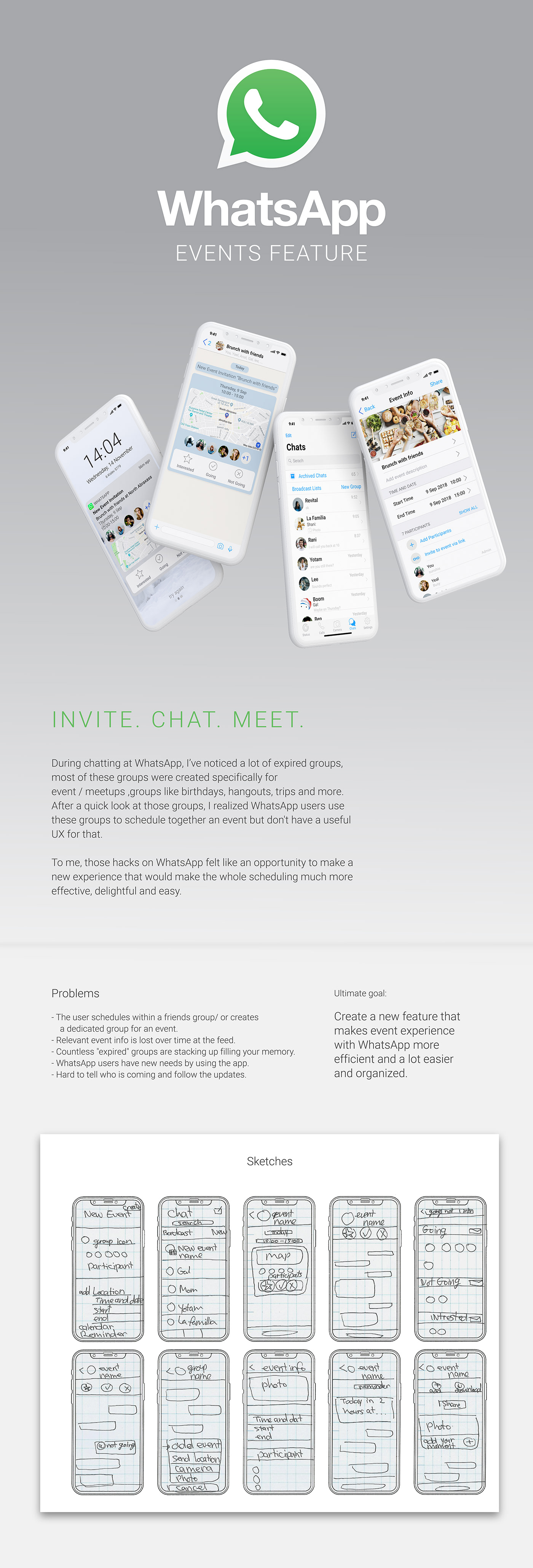 WhatsApp Event new feature Interaction design  Chat ios UI / UX Mobile app iPhone x
