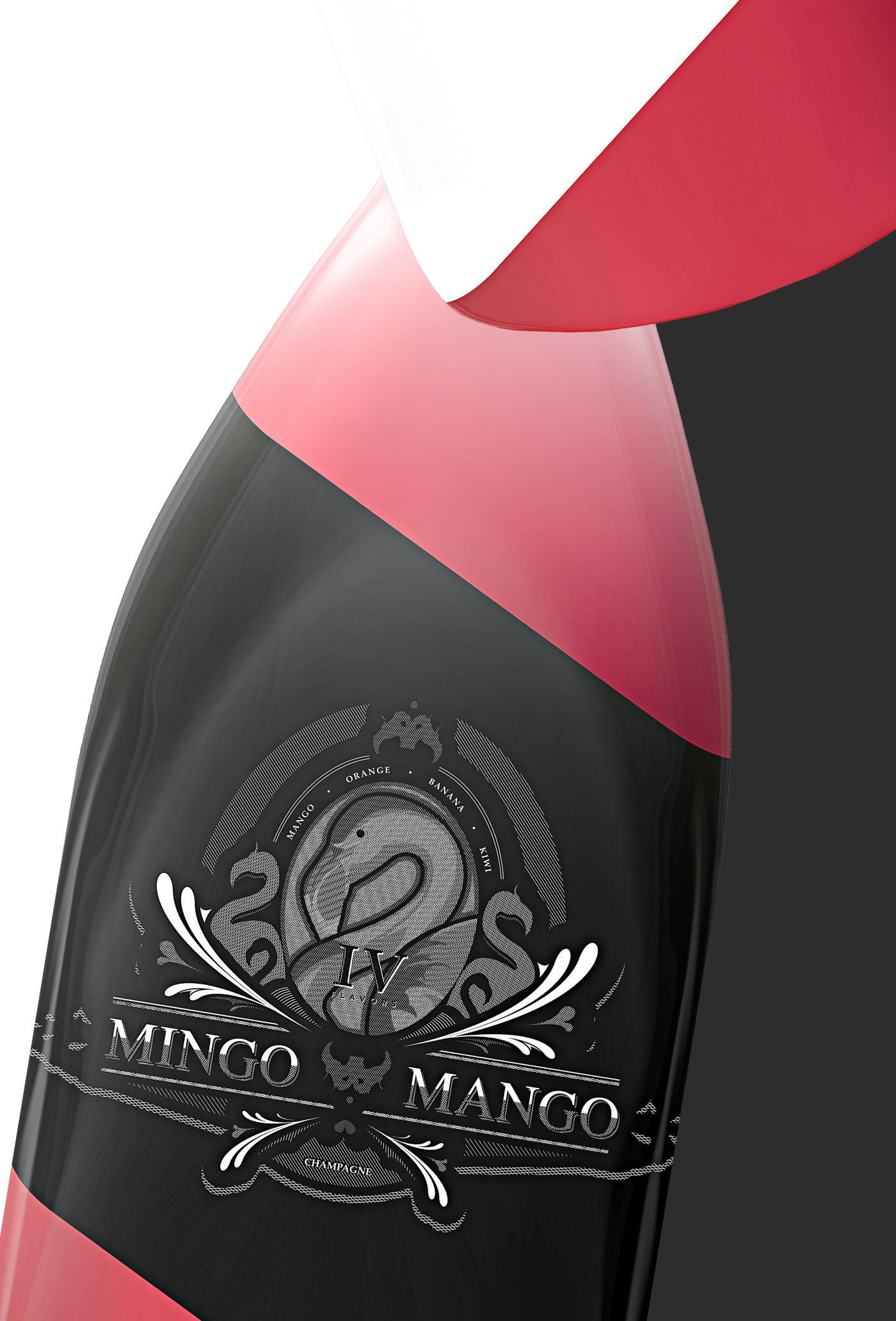typography   wine Mango bottle flamingo beer vintage Label branding  cross-hatching