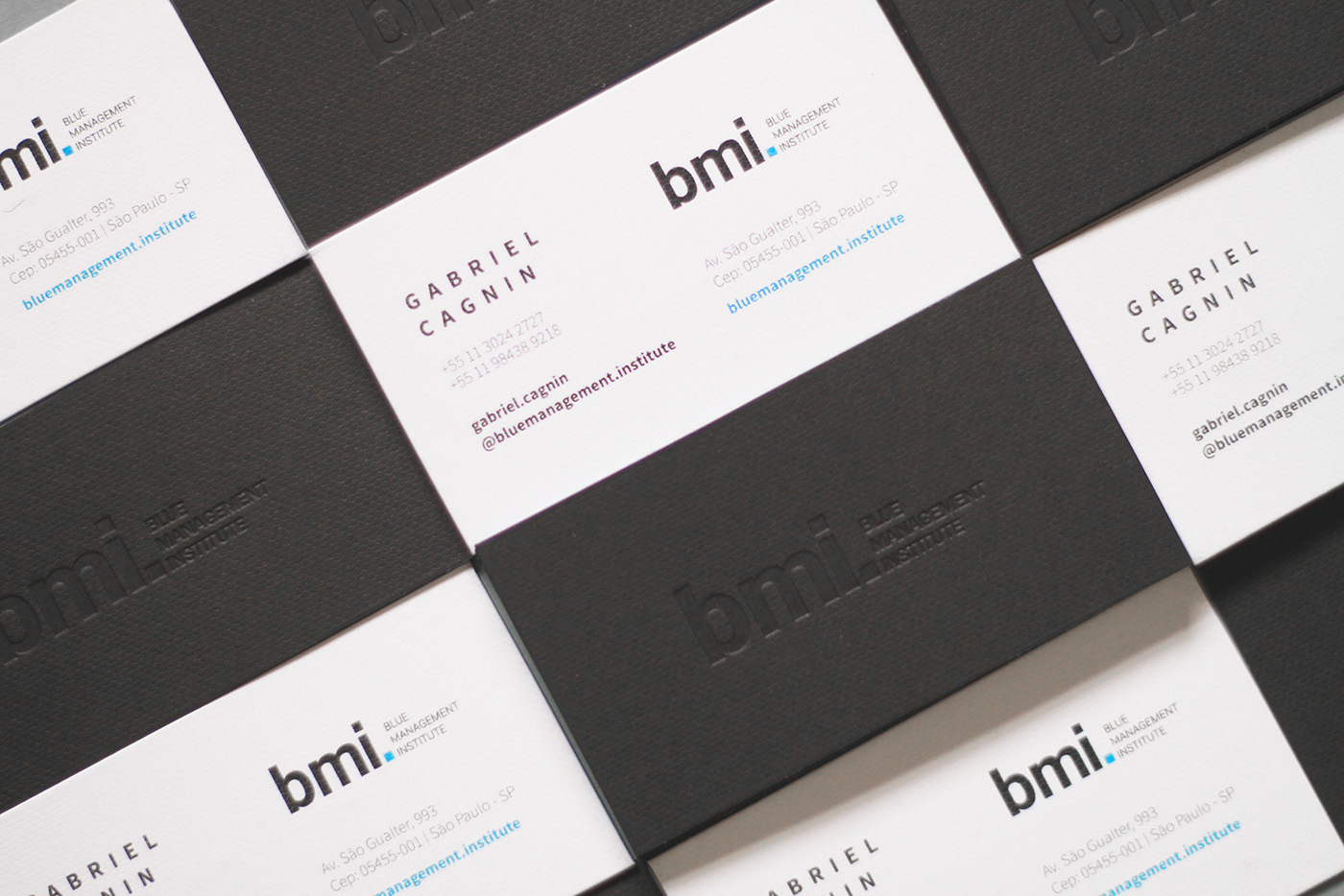 Rebrand Consulting blue branding  BMI management stationary letterpress