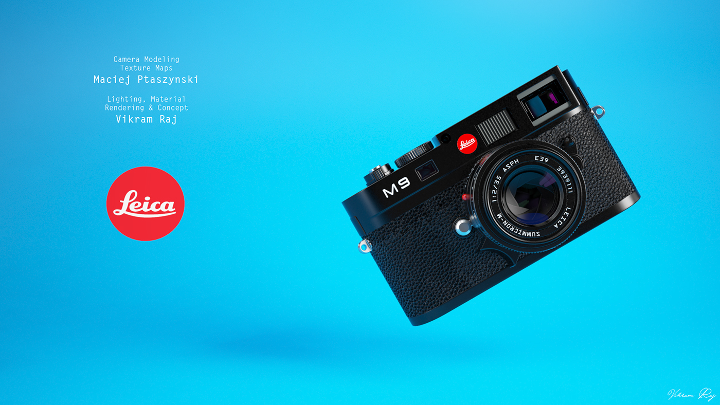 Leica M9 3d camera realistic rendering depth of field Camera Closeup Camera lens camera illustration