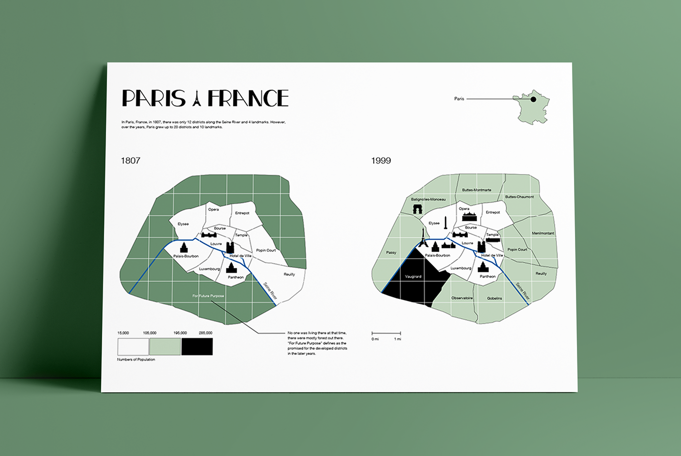Paris france eiffel tower pont des arts bridge Envolution diagrams timeline maps information design