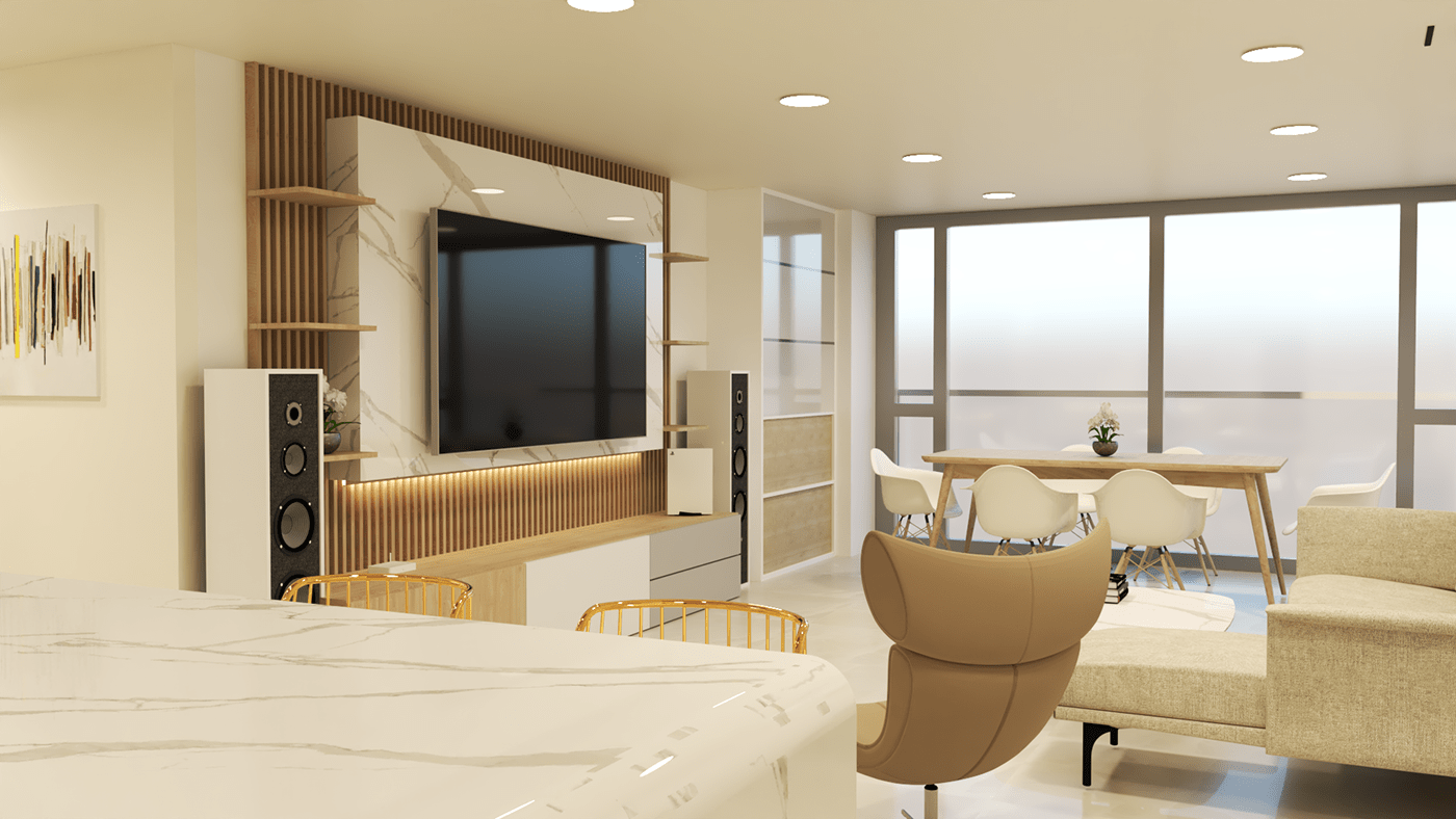 indoor interior design  architecture 3D Render visualization vray 3ds max modern corona