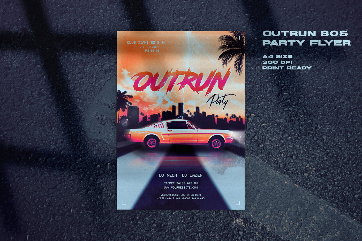 80s Advertising  flyer Outrun party print Retro retrowave Synthwave vaporwave