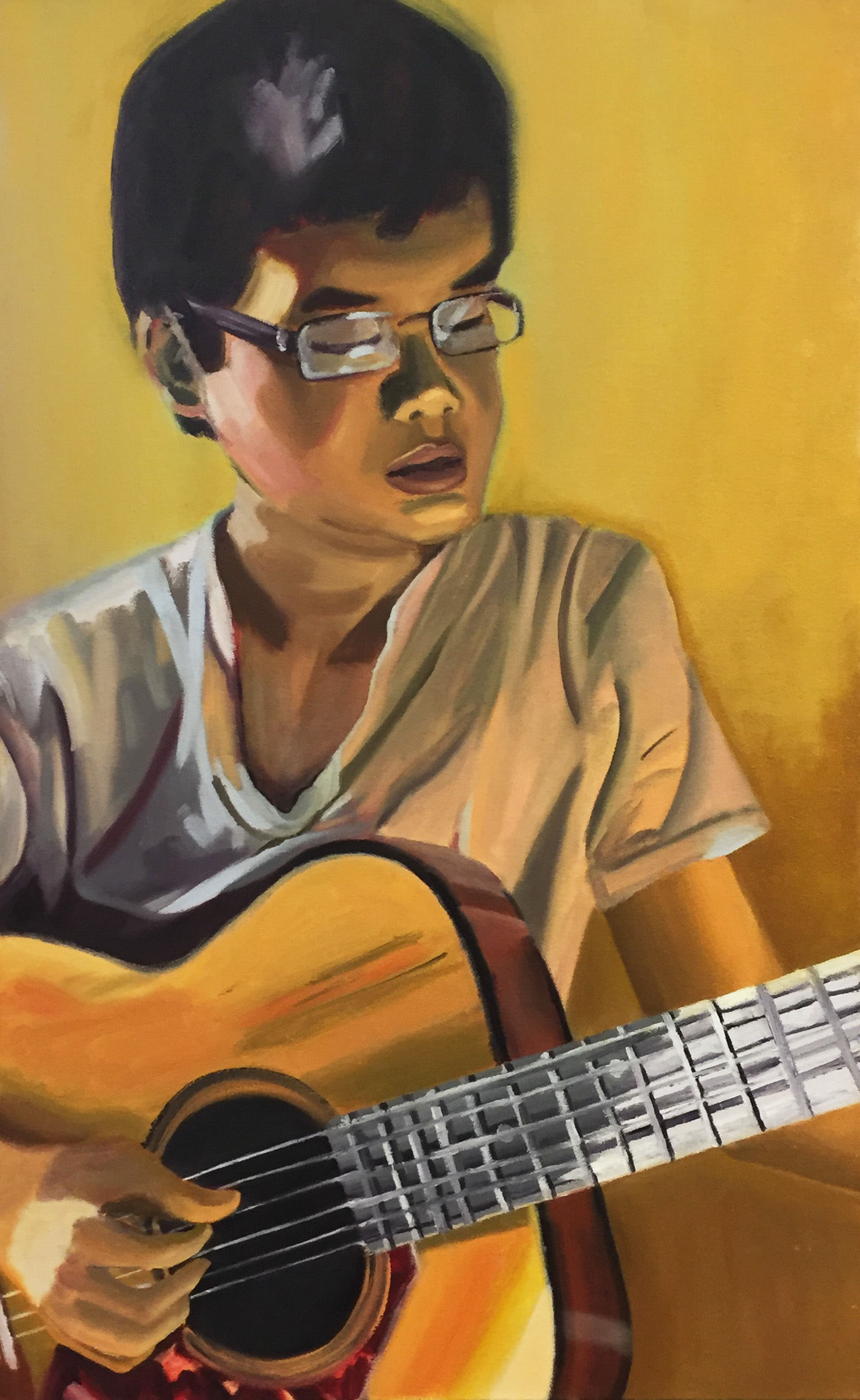 Oil Painting self portrait guitar