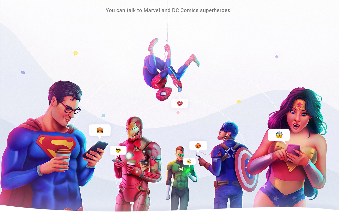 marvel dc superheroes ILLUSTRATION  Interface Web Chat inspiration interaction adobexd