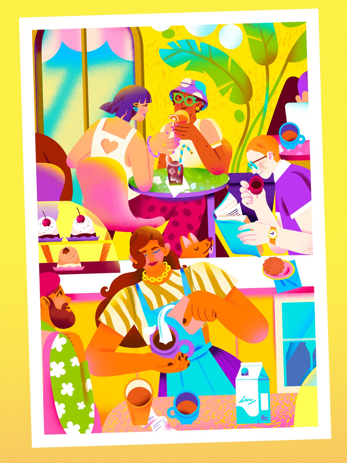 ILLUSTRATION  Digital Art  bar restaurant people drinks food illustration