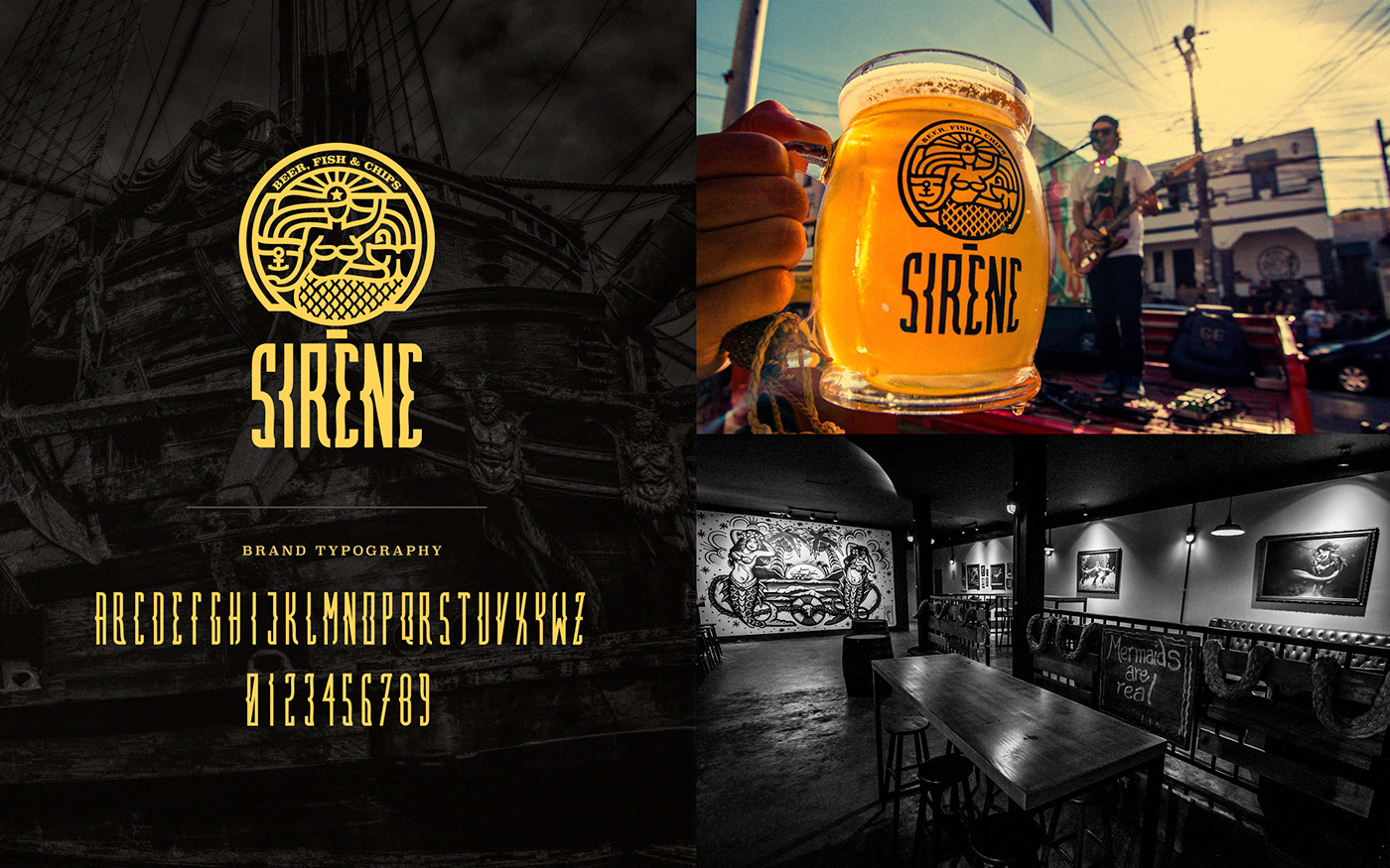 pub pirate sereia sirene mermaid sea bar old gold and black wood type belgian england