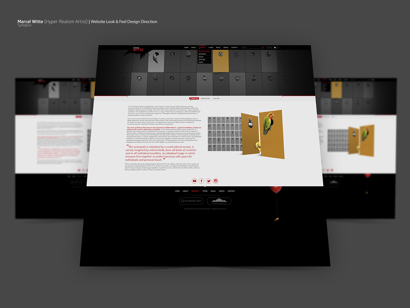 Web design clean UI ux Layout concept dark artist Responsive tablet phone