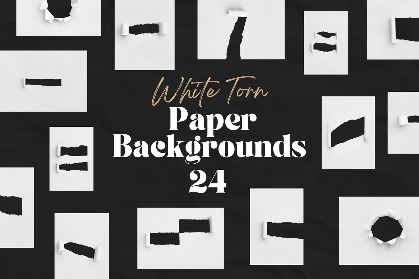 24 White Torn Paper Backgrounds