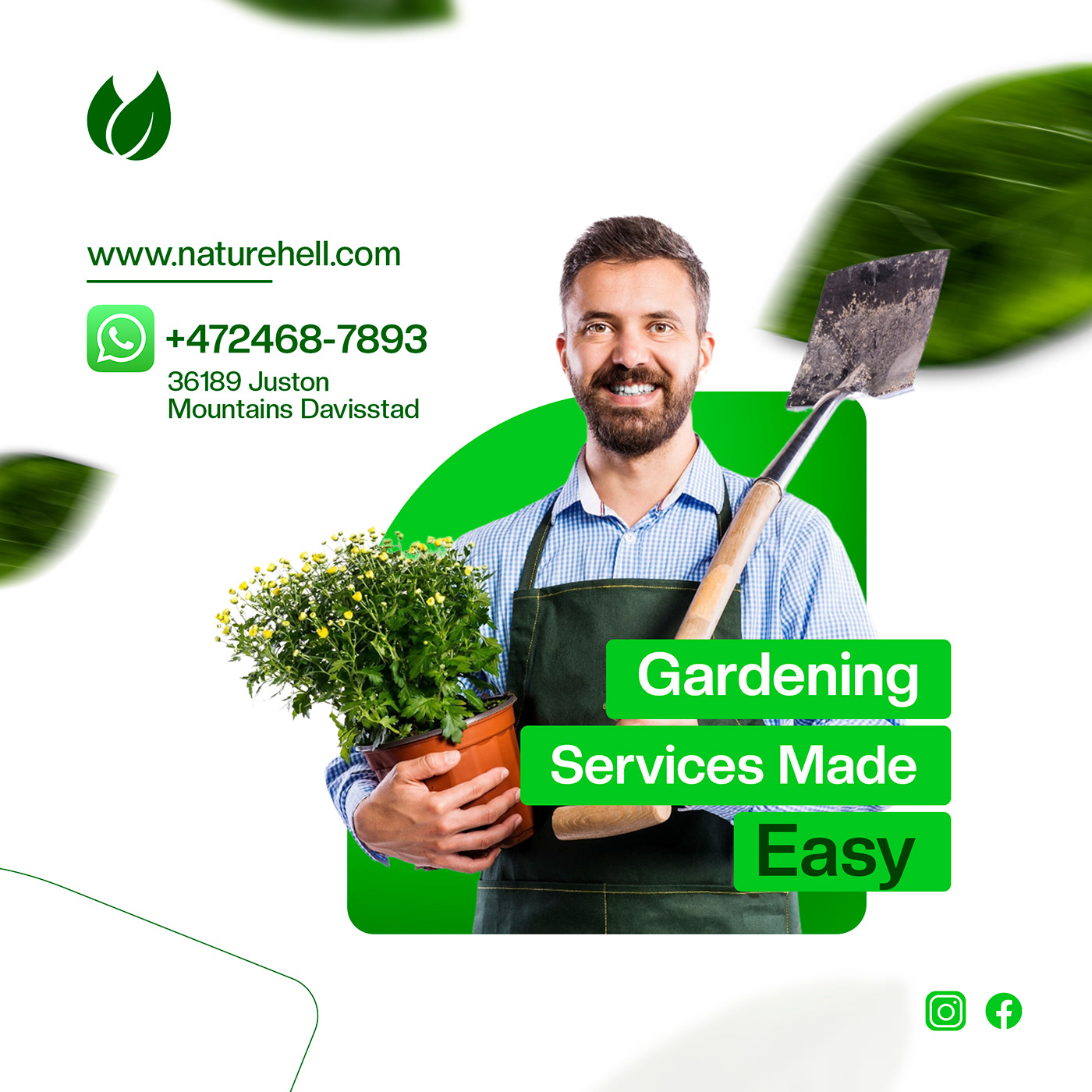 gardening business social media post design Shopify social media post web banner